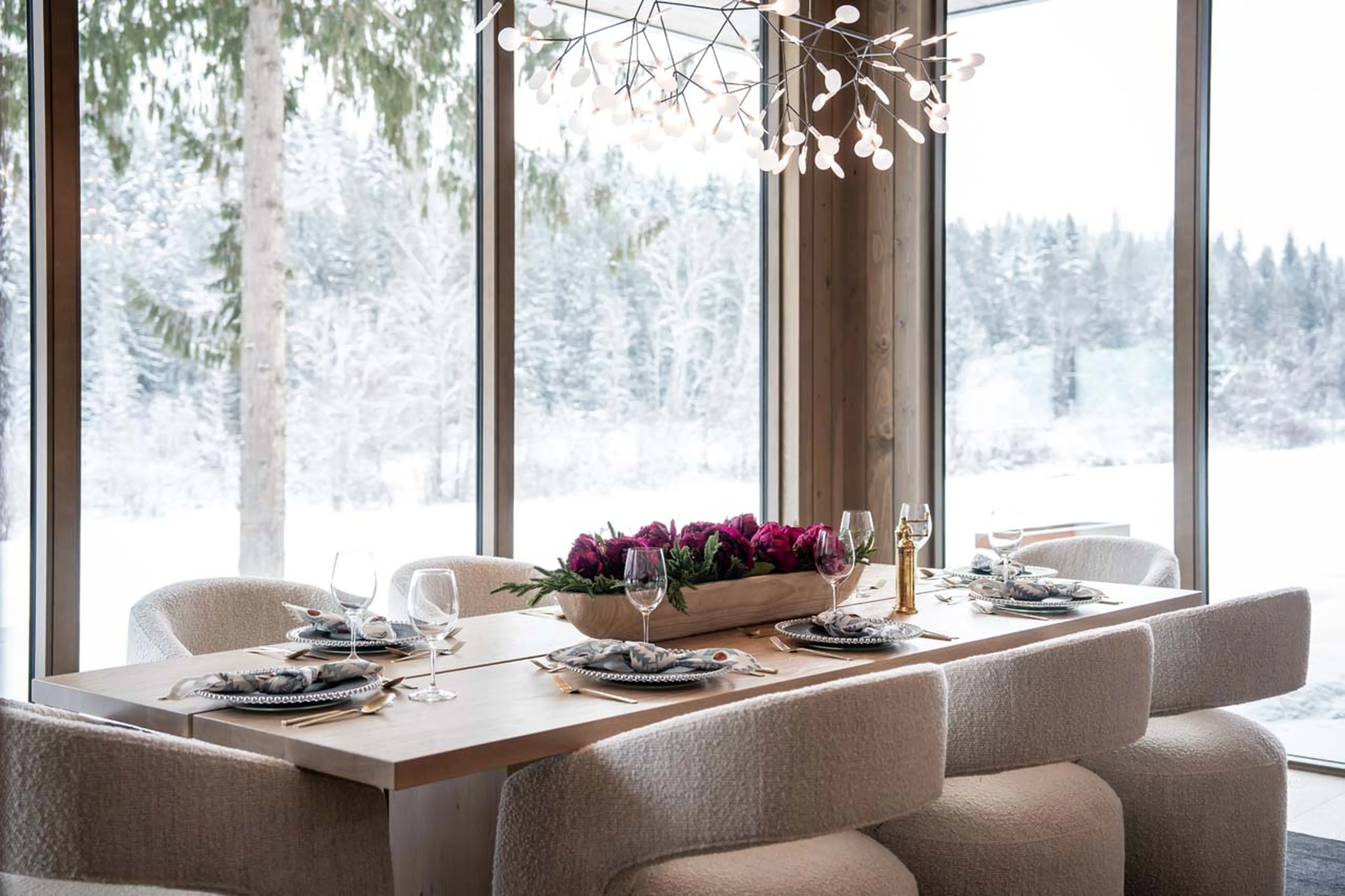 Dining table and chairs in Mountain Lake Chalet, Revelstoke