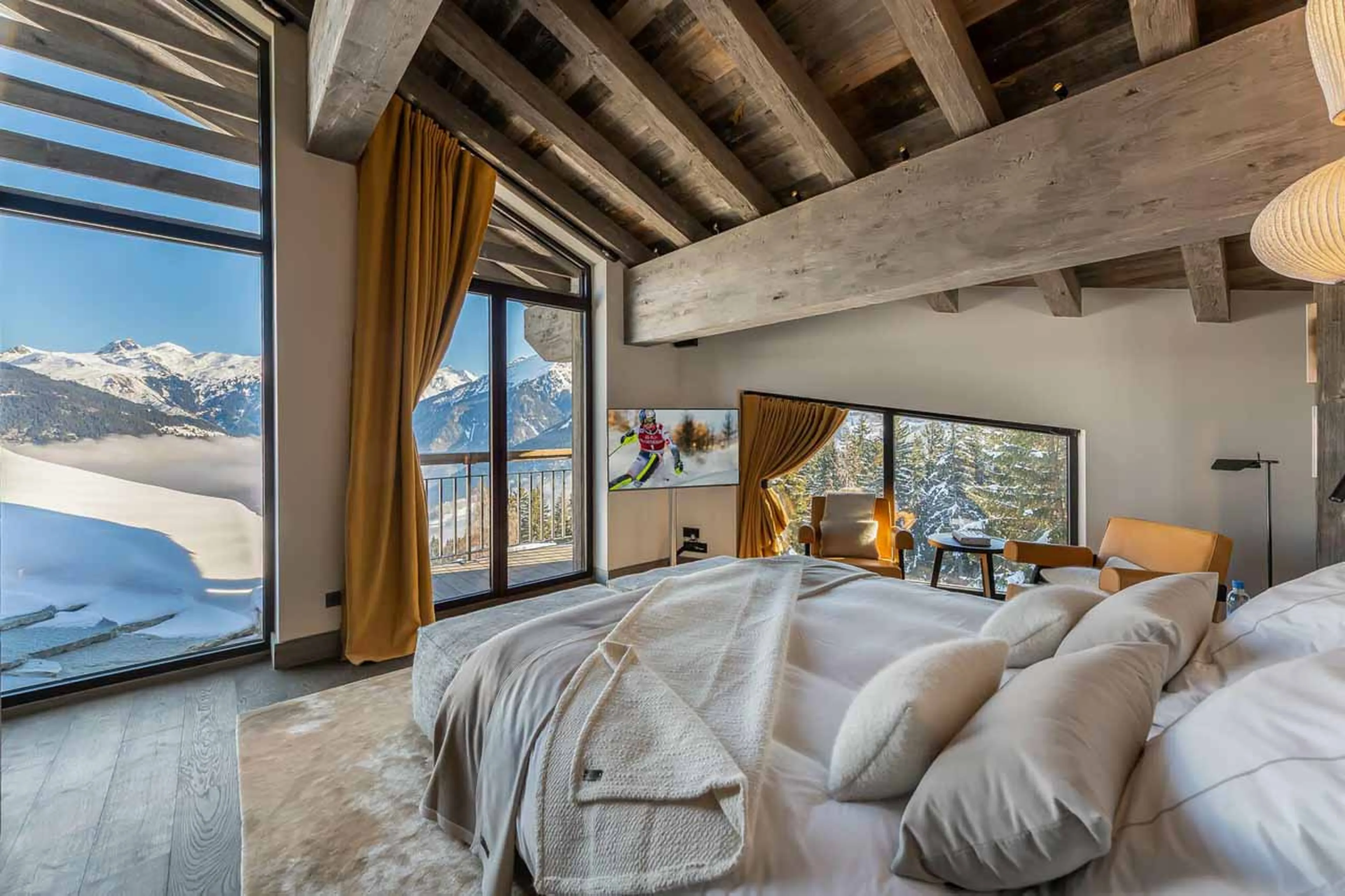 Balcony access from master suite at Chalet White Sand in Courchevel 1550