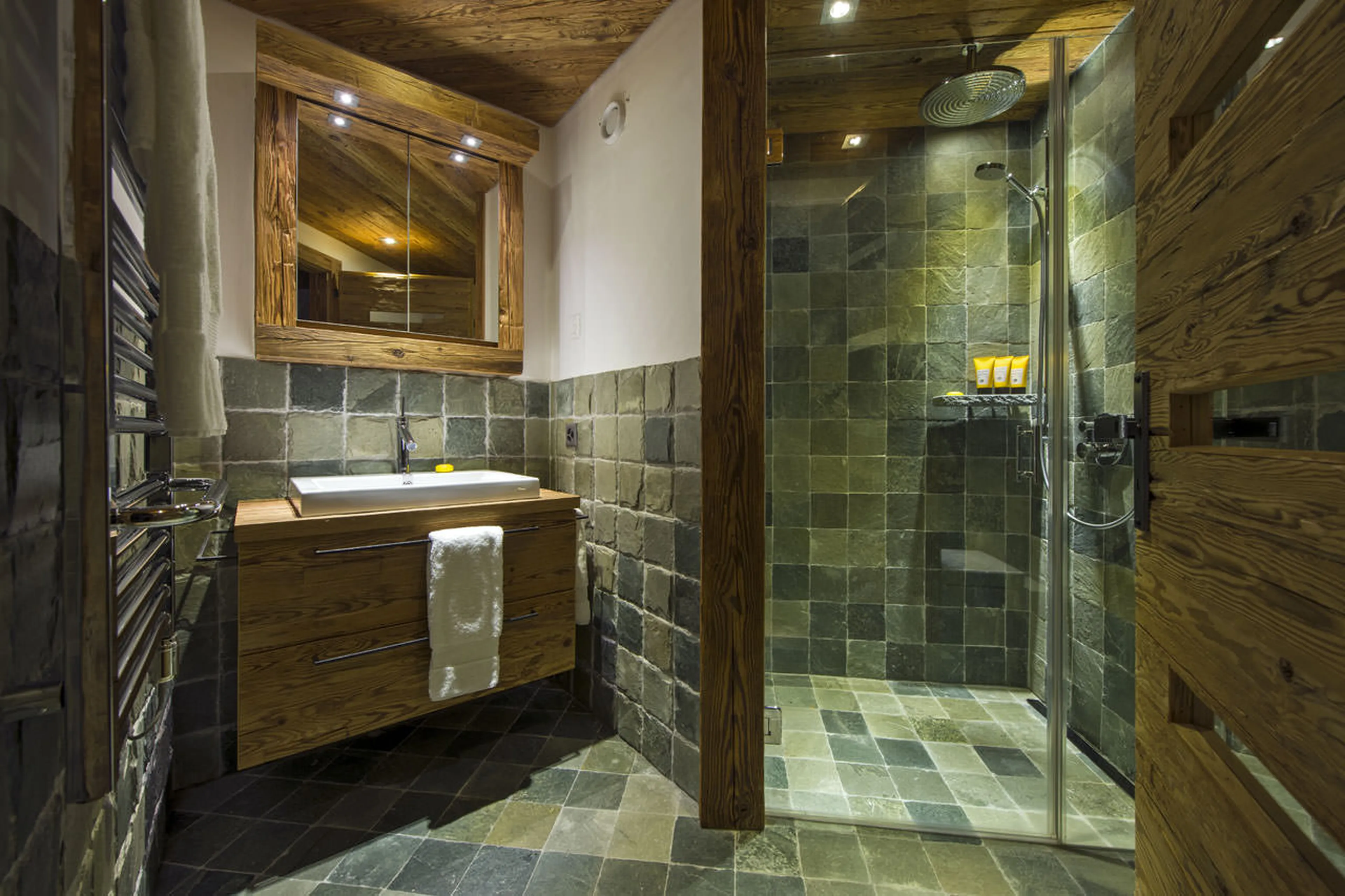 En-suite shower room at Exterior of No. 5 Apartment 4 in Verbier