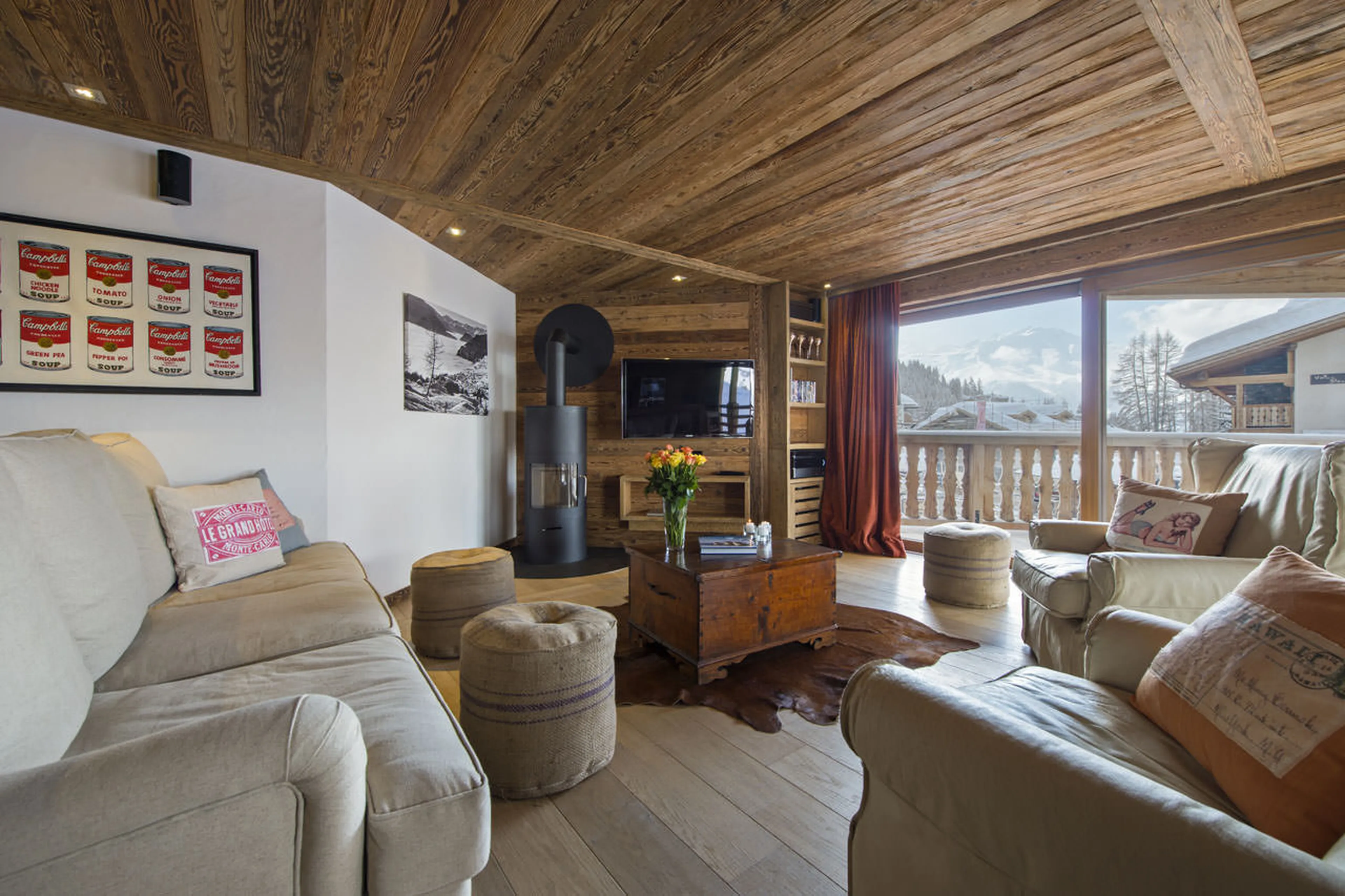 Wood burning stove in Exterior of No. 5 Apartment 4 in Verbier