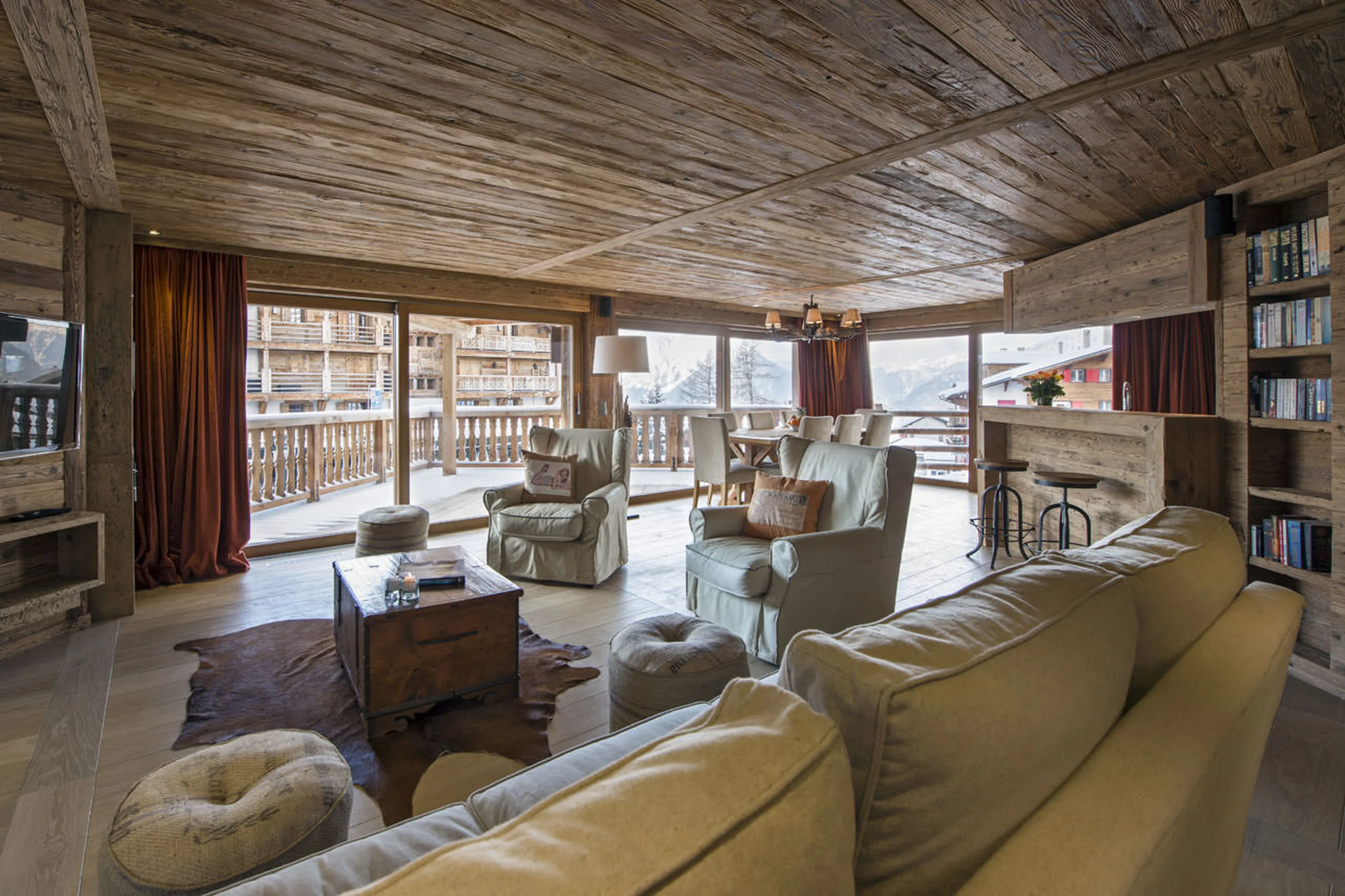 Open plan living area at Exterior of No. 5 Apartment 4 in Verbier
