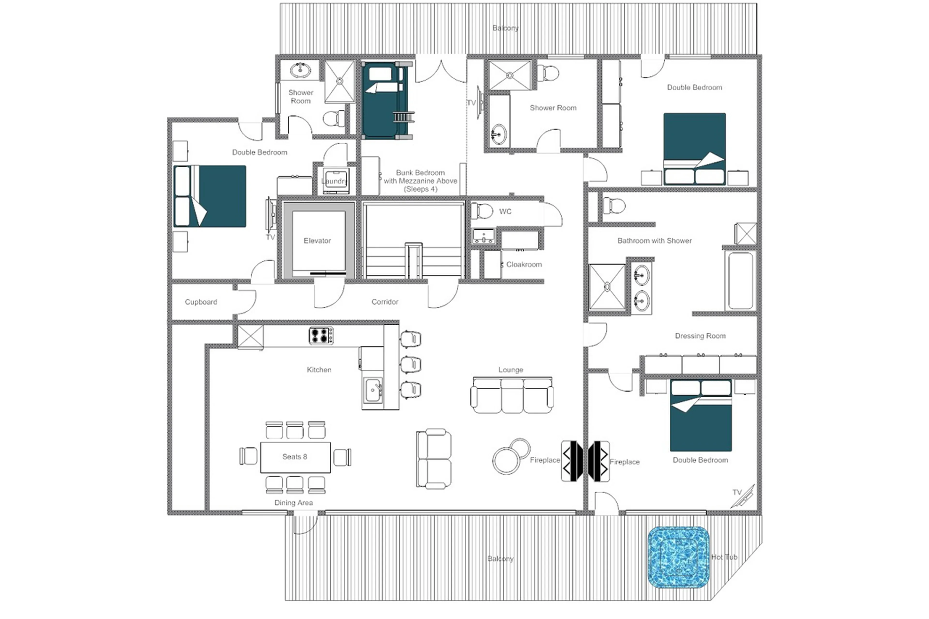 Floor plan of No. 5 Penthouse in Verbier