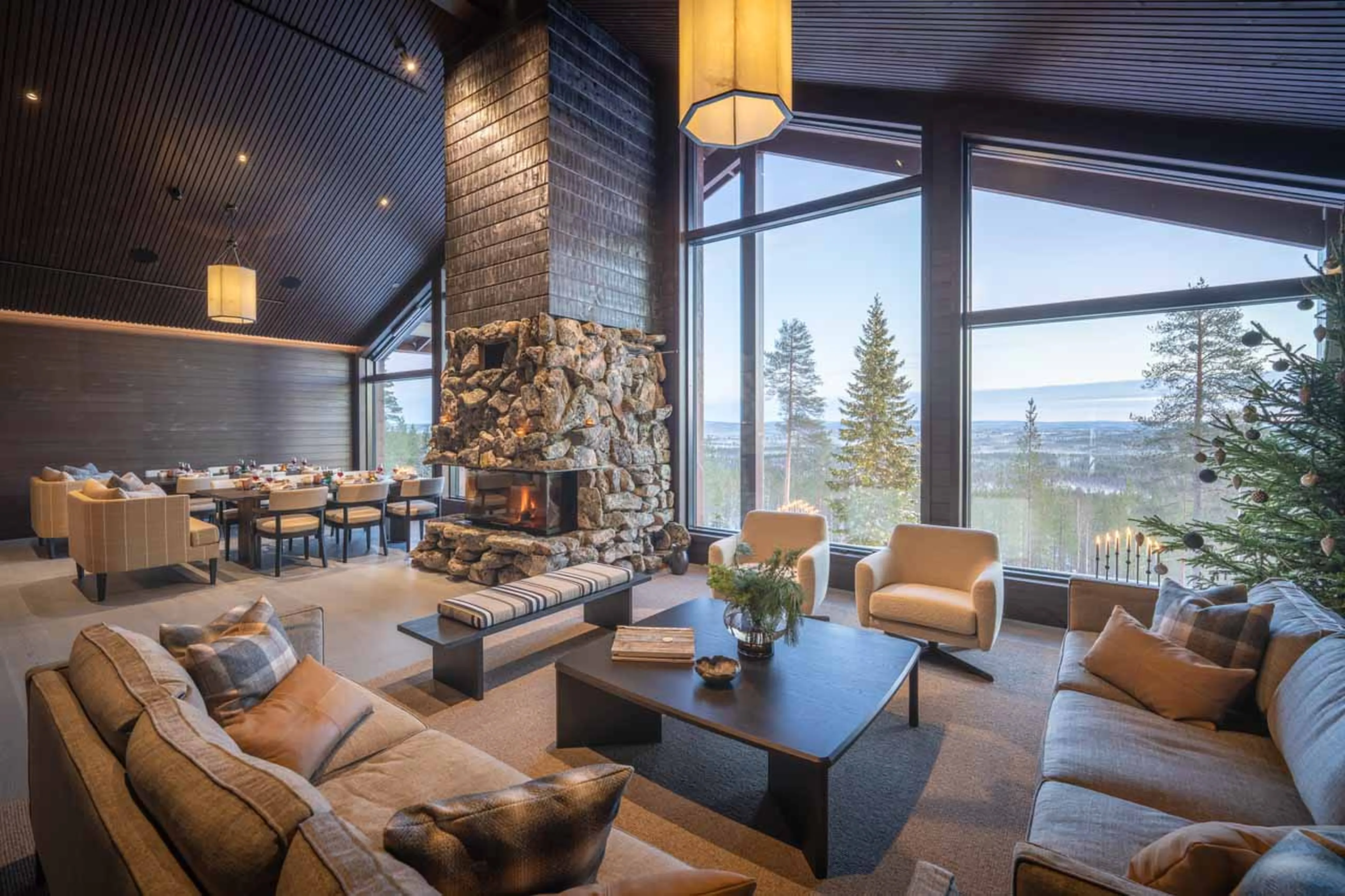 Living area at Octola II Lodge in Finland