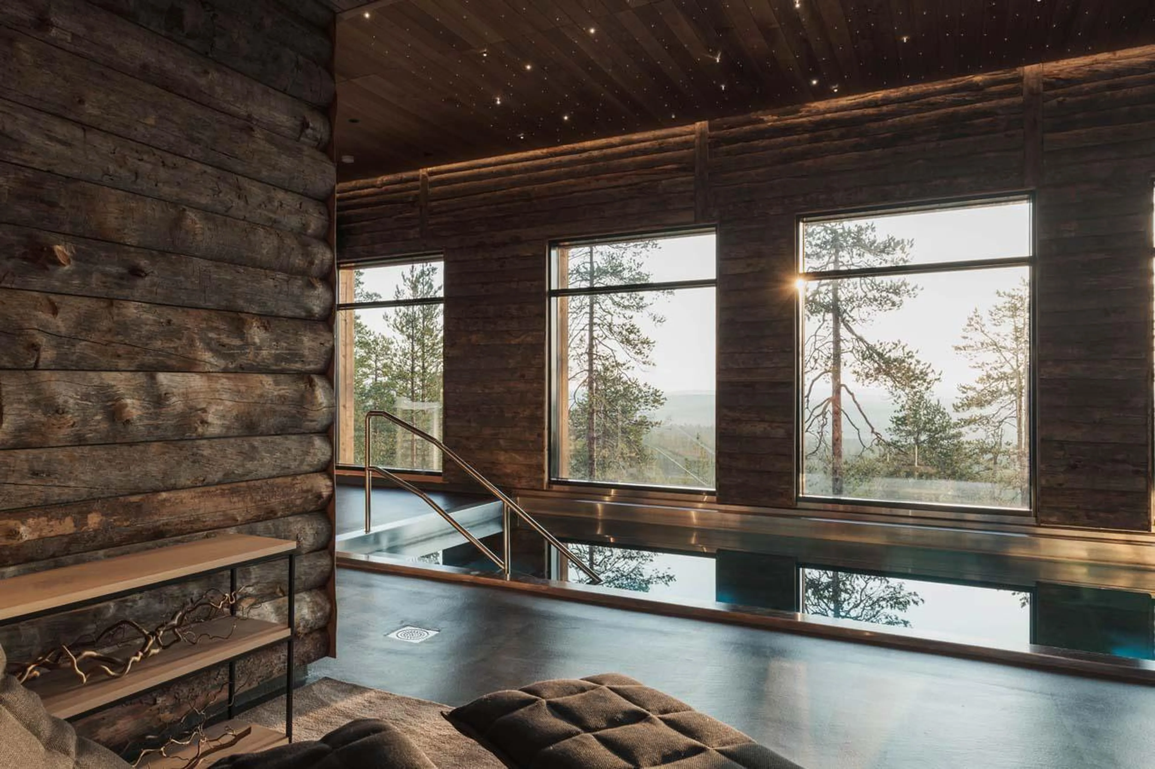 Beautiful summer views from the swimming pool at Octola Glass Igloo in Finland