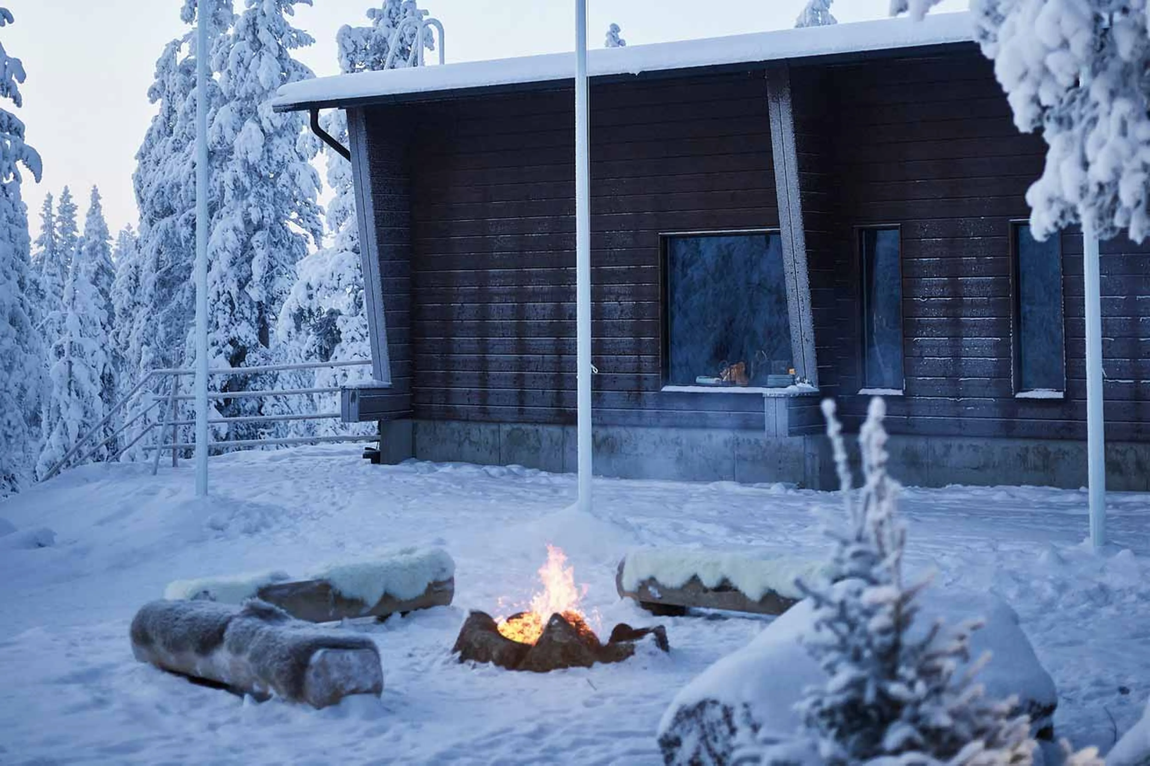 Firepit outside Octola Private Wilderness in Finland