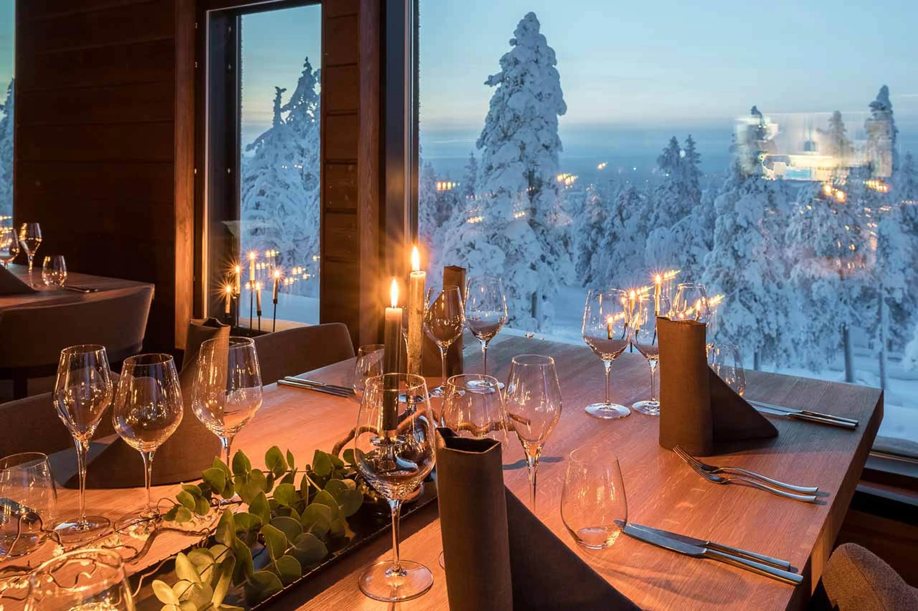 Views from dining table at Octola Private Wilderness in Finland