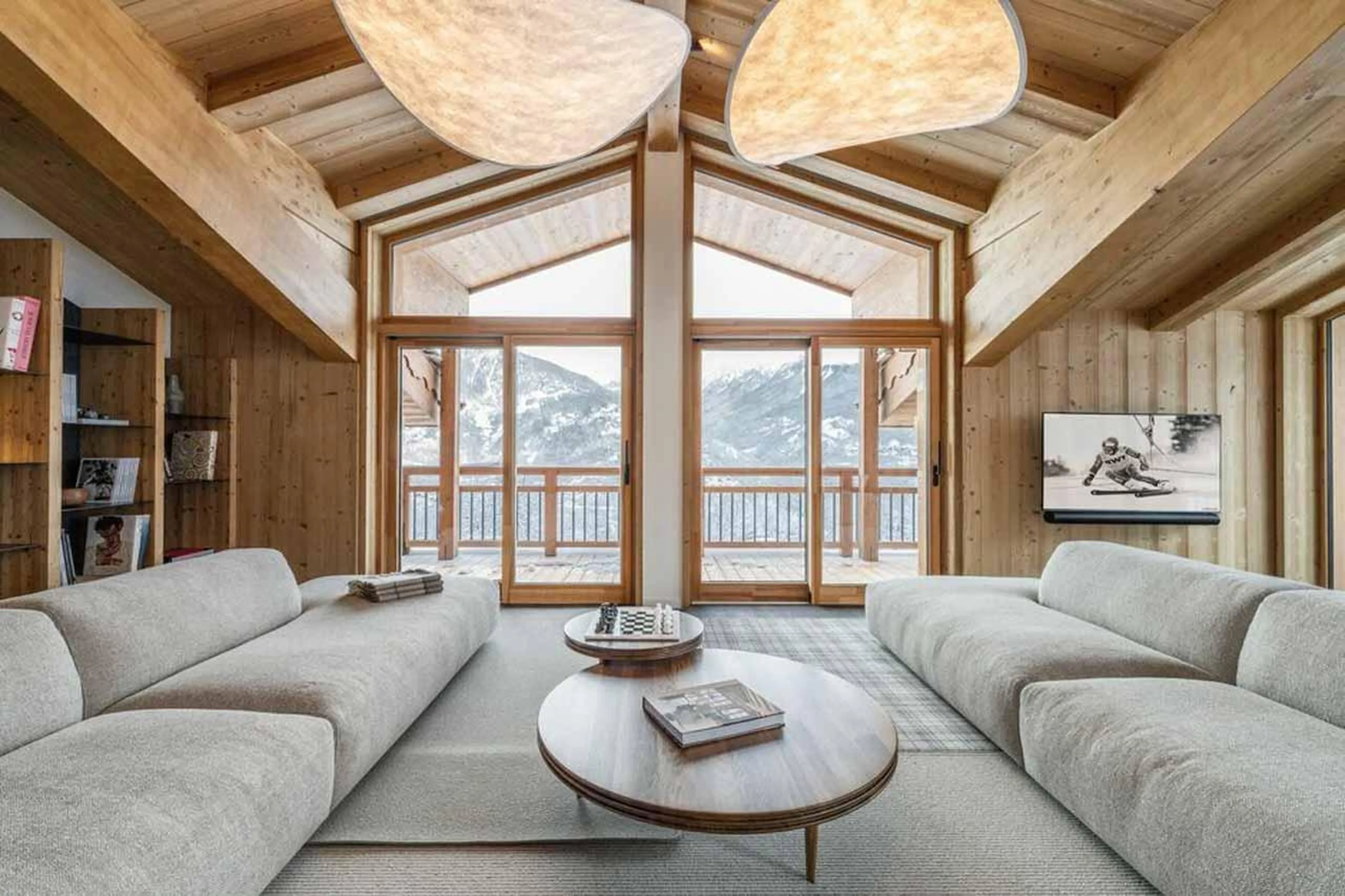 Vaulted windows and glass doors in Chalet Beloukha, Courchevel Le Praz