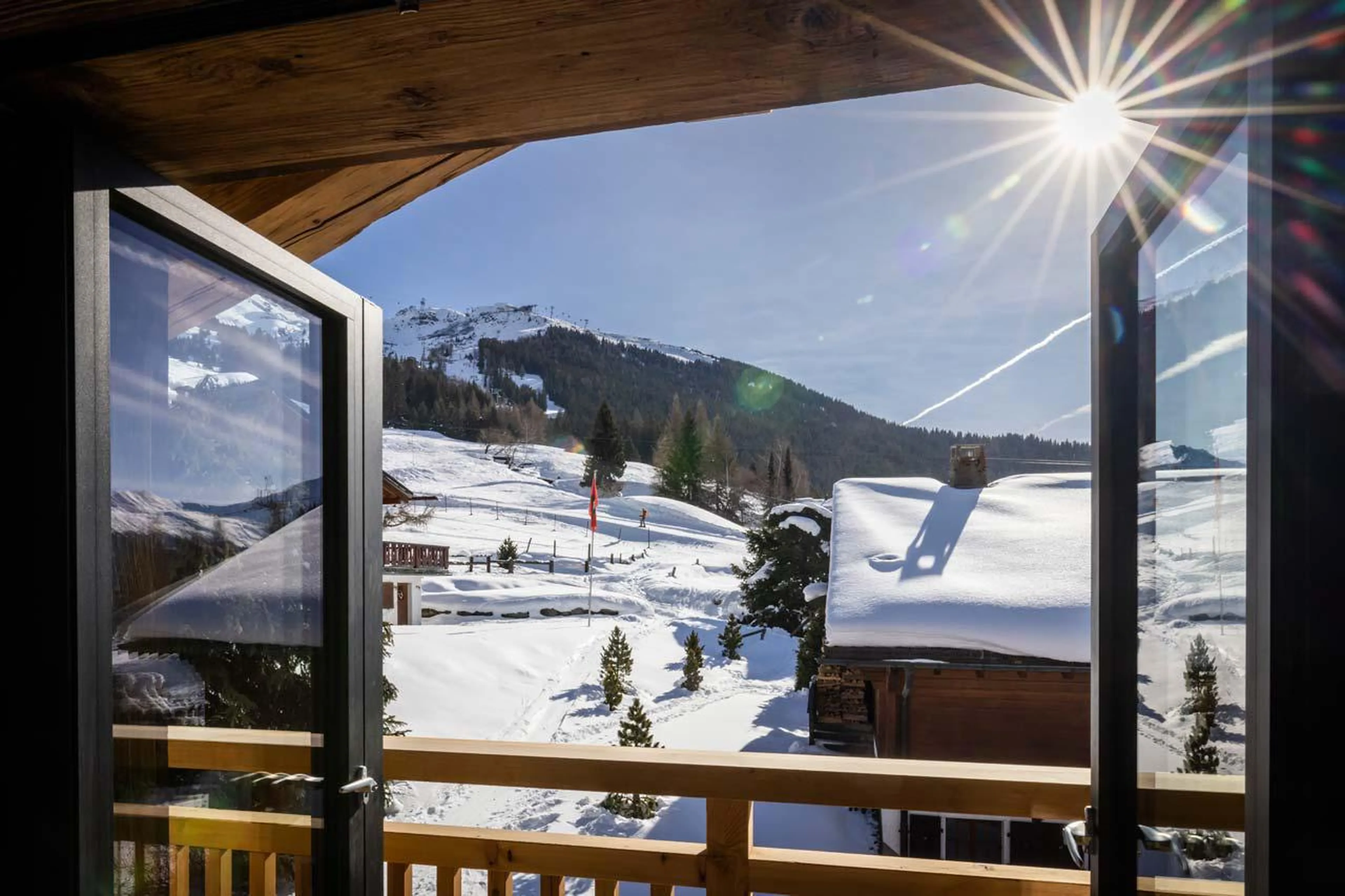 Beautiful balcony space at Chalet Munro in Verbier