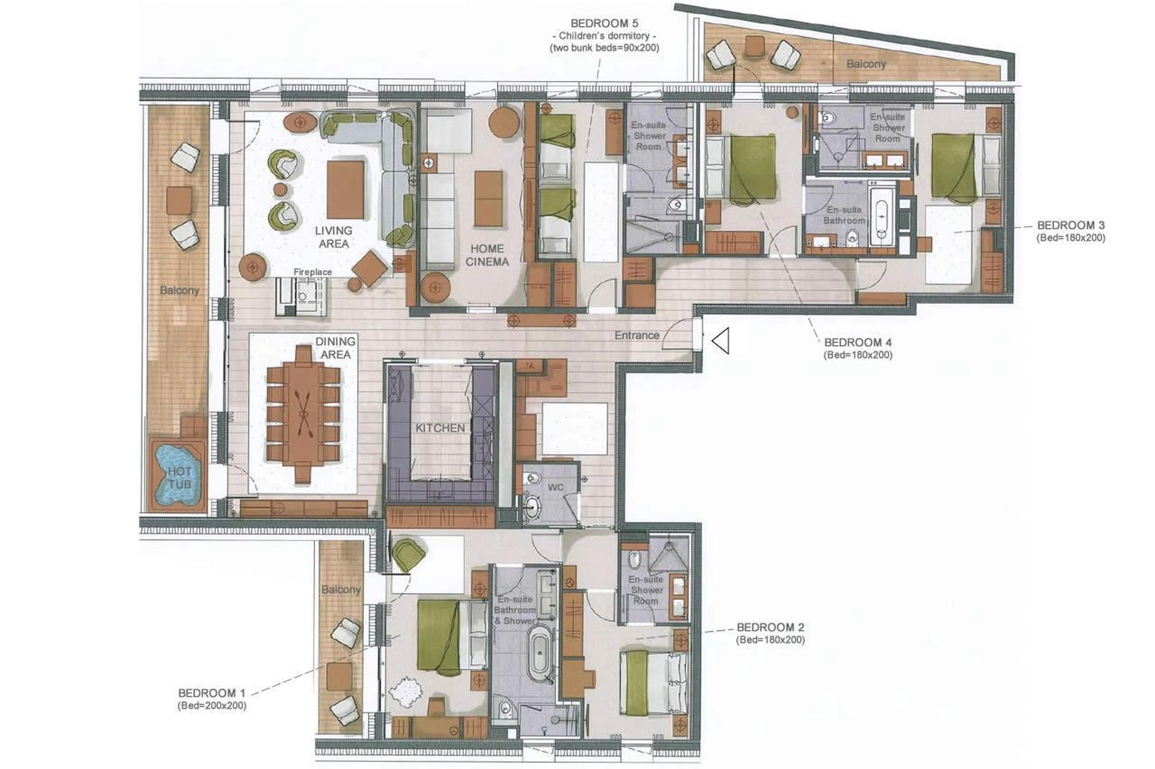Floor plan for Silverstone Lodge 4 in Val d'Isere
