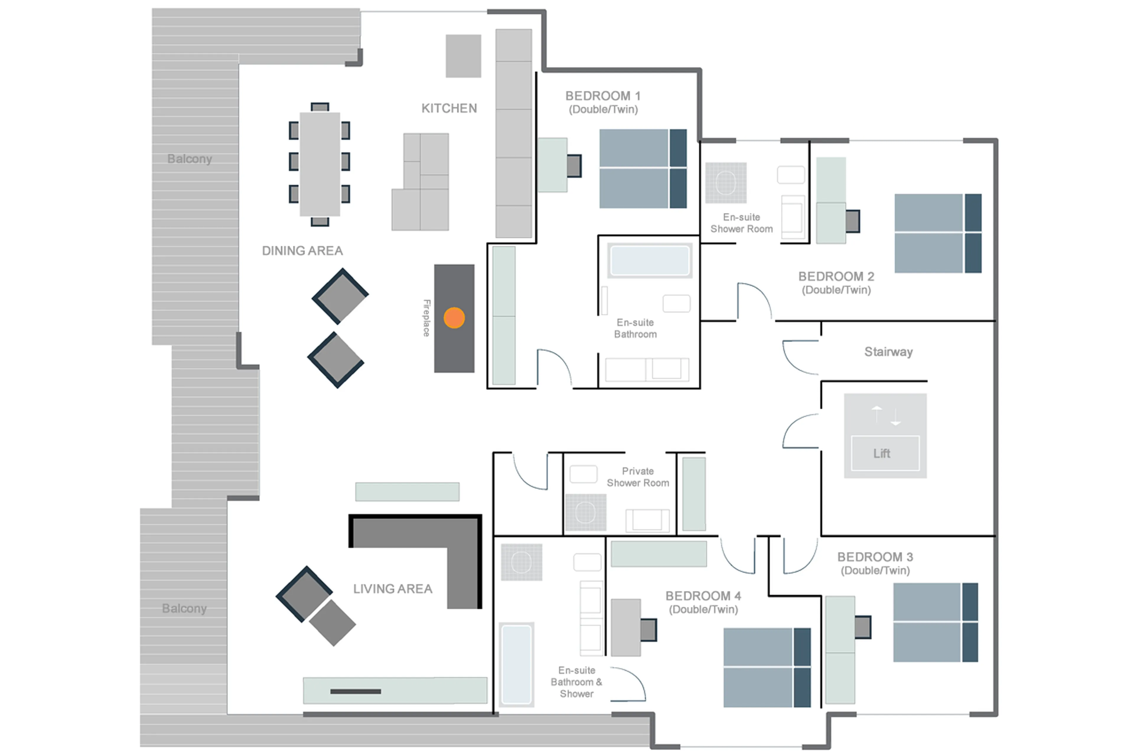 Floor plan of  Penthouse Aria in Zermatt