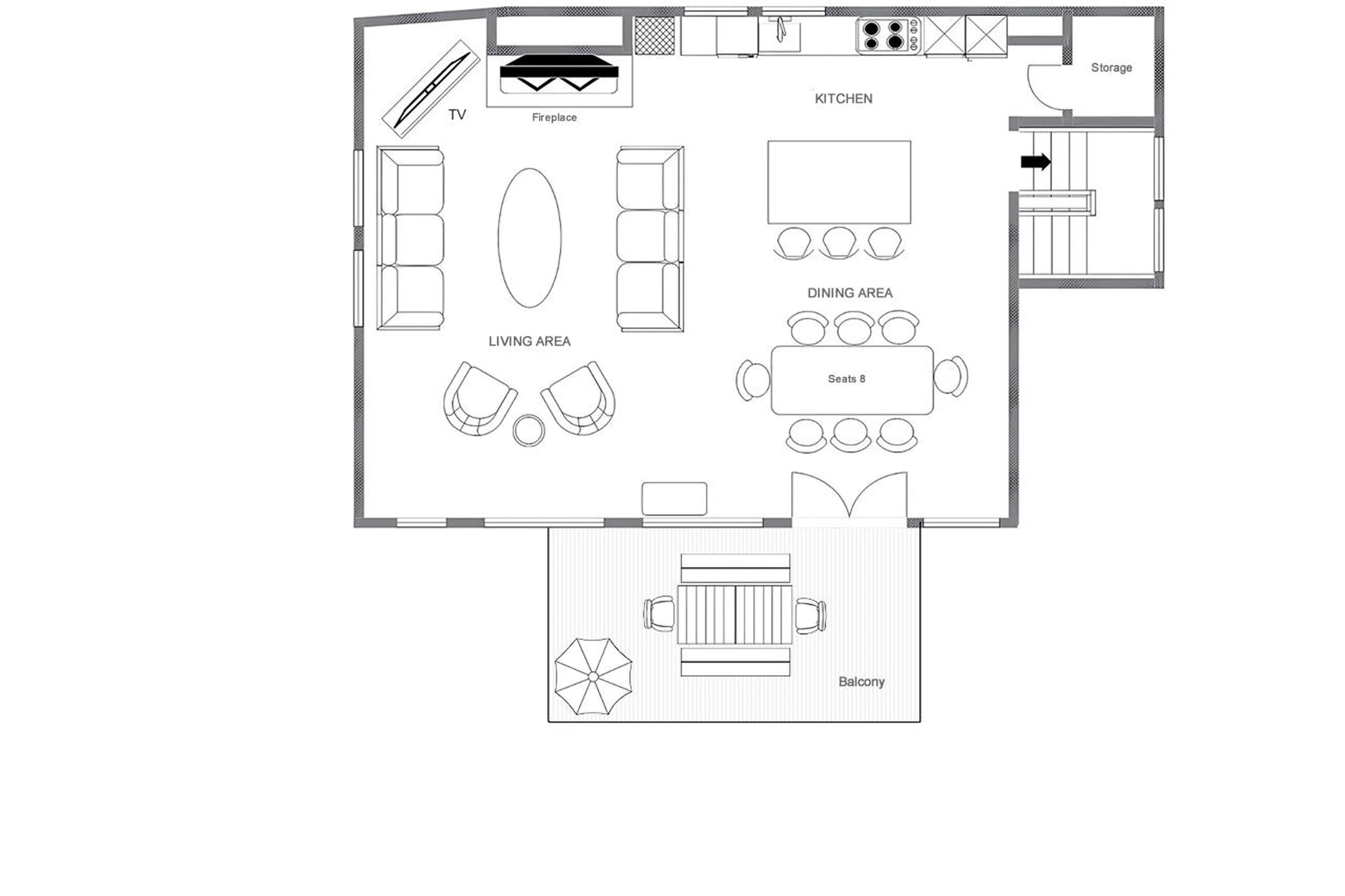 Top level floor plan of Arolay Penthouse in Val d'Isere