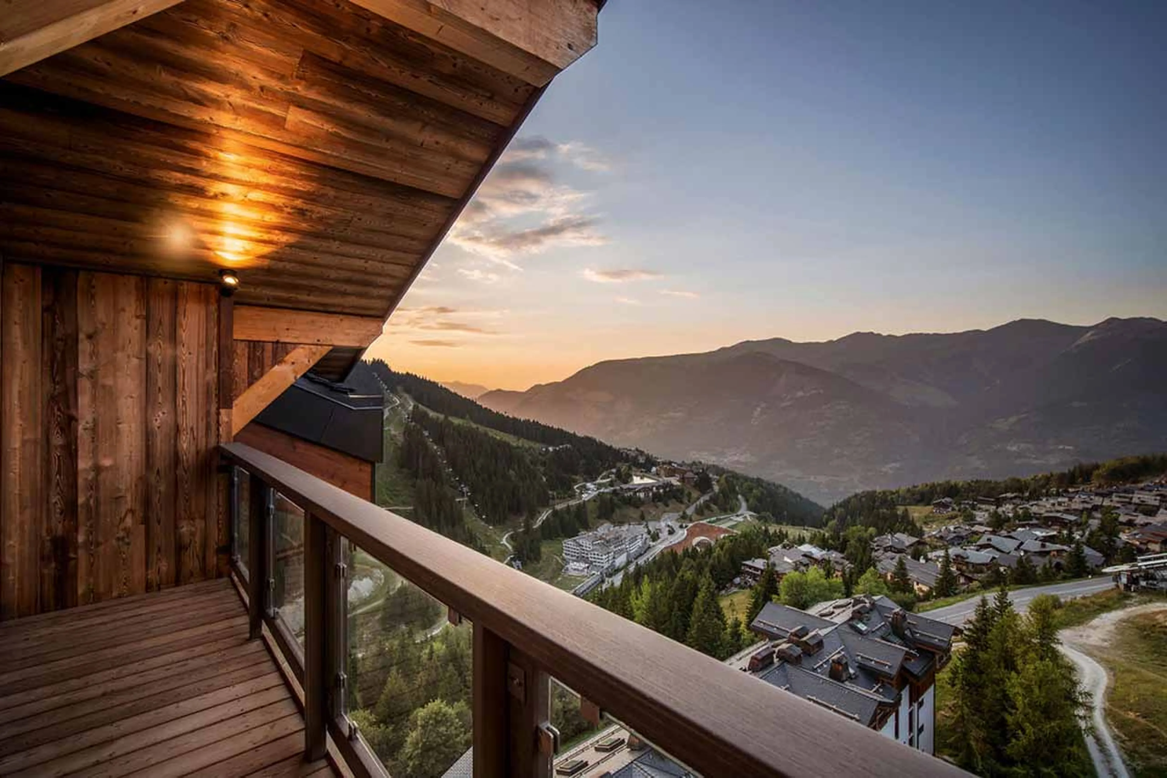Evening balcony view at Penthouse Astral in Courchevel 1650