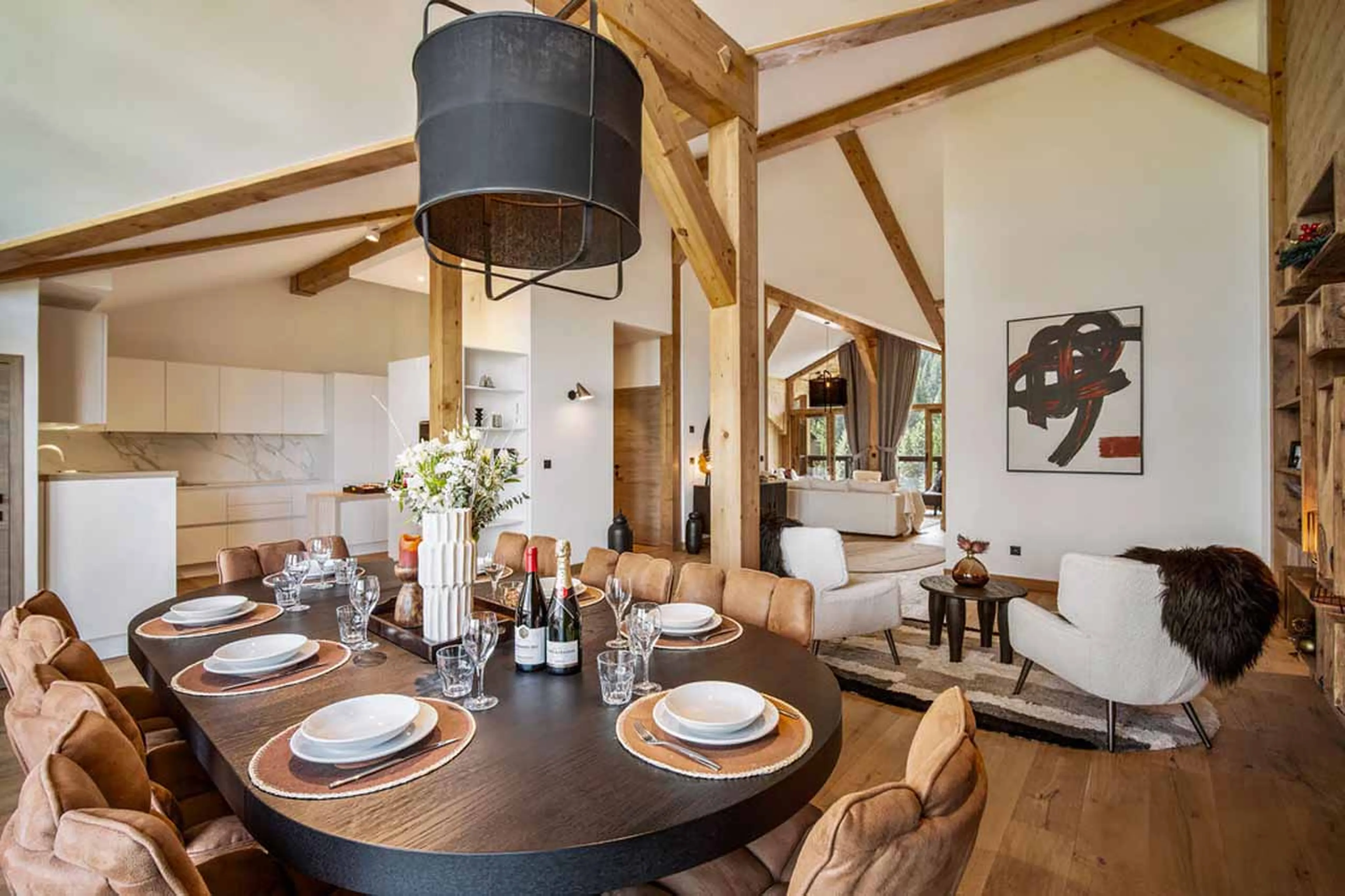 Dining area overview at Penthouse Astral in Courchevel 1650