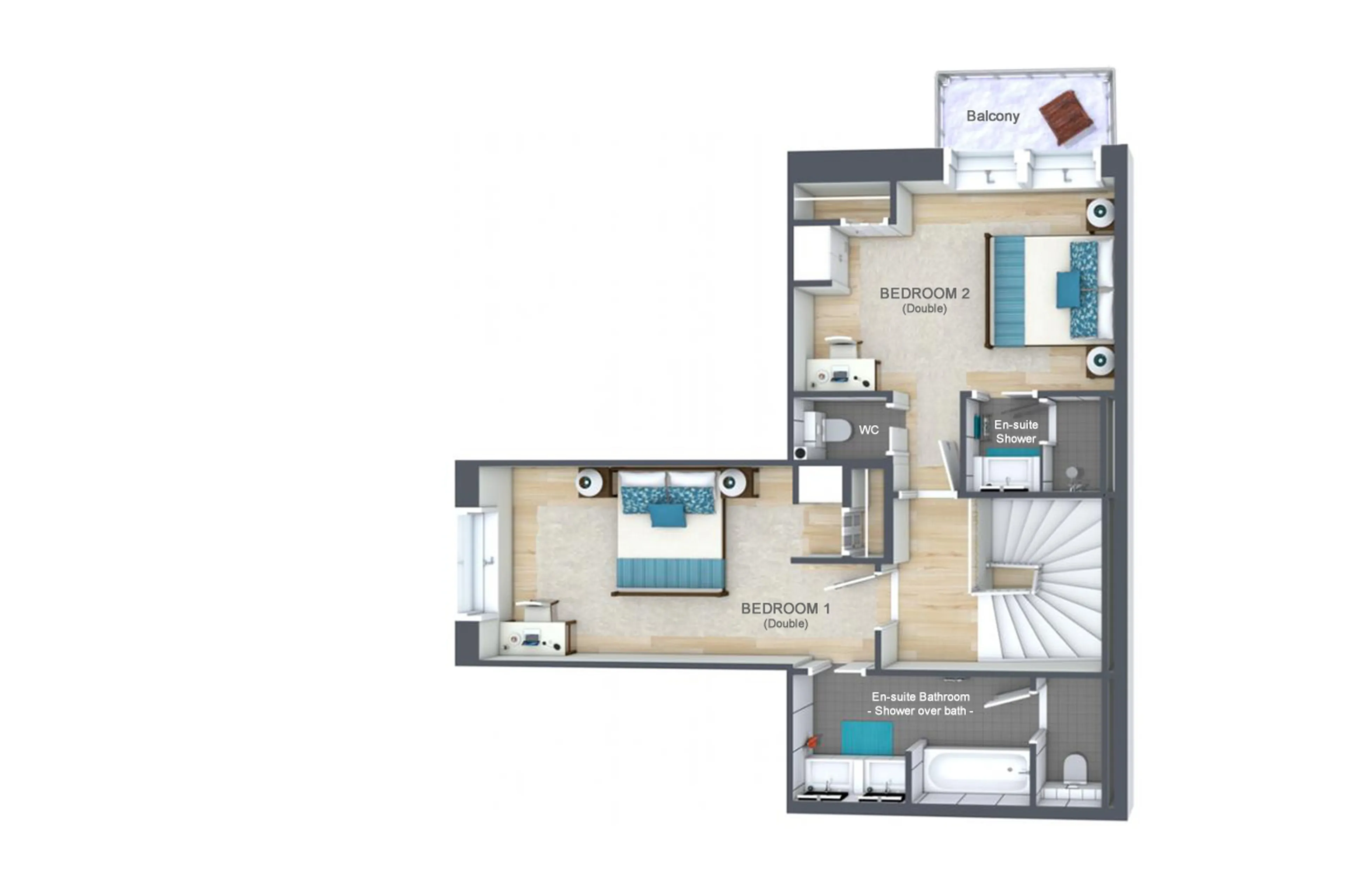 Upper level floor plan of Penthouse B in Courchevel 1850