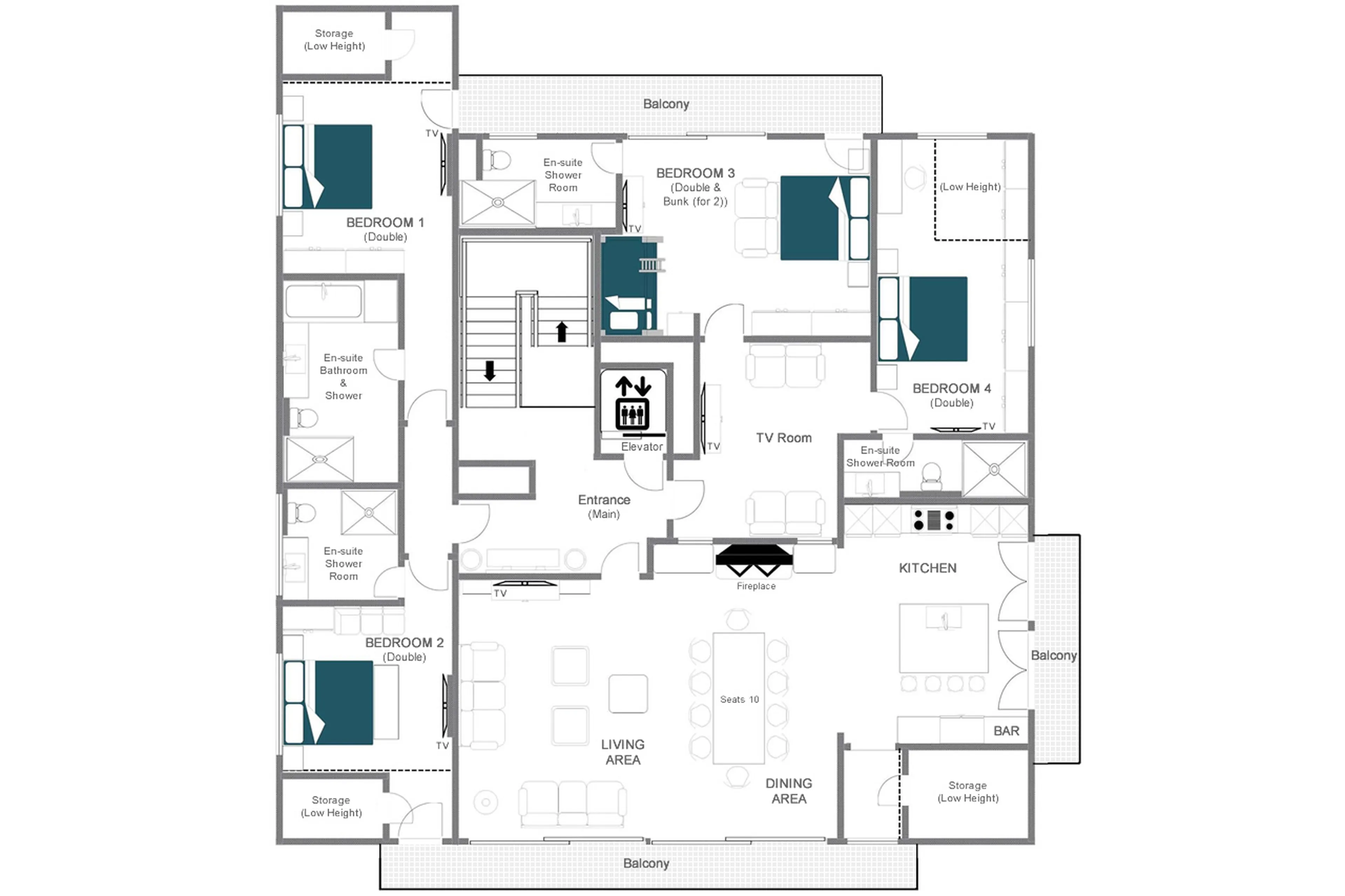 Floor plan for Brunnenhof Penthouse in Lech