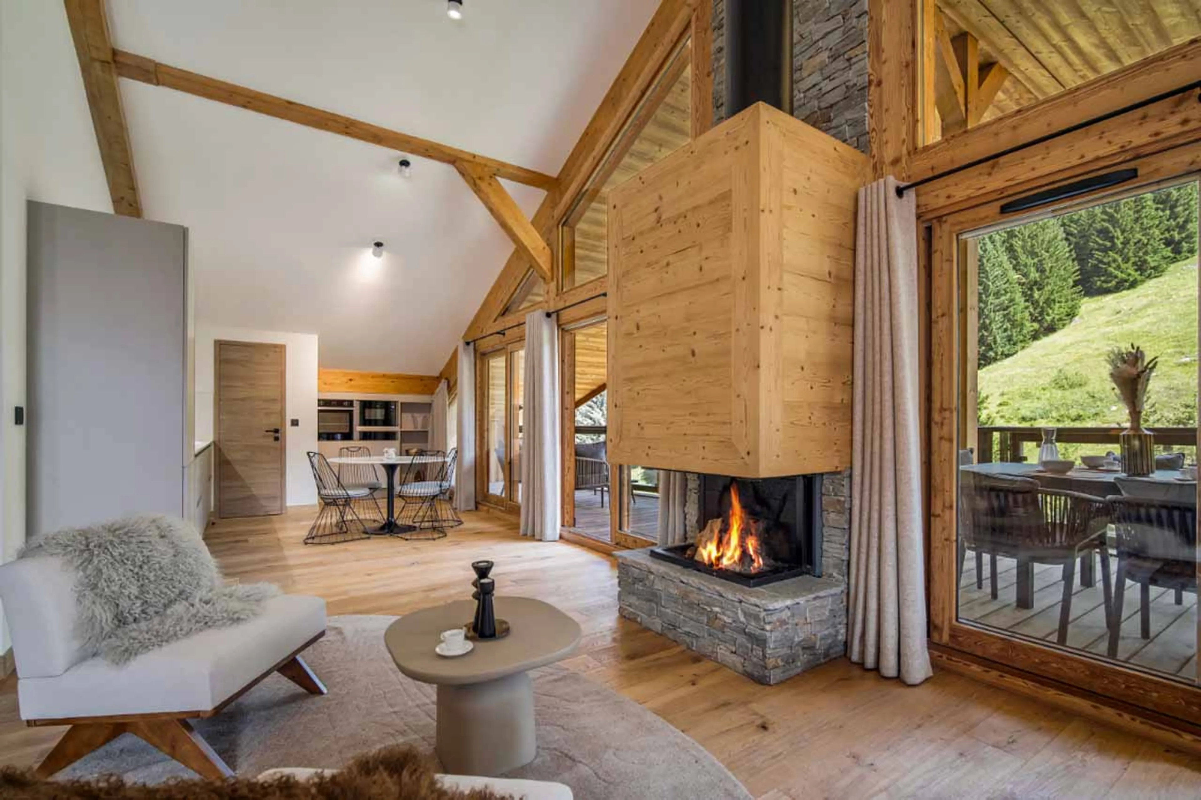 Fireplace at Penthouse Celeste in Courchevel 1650
