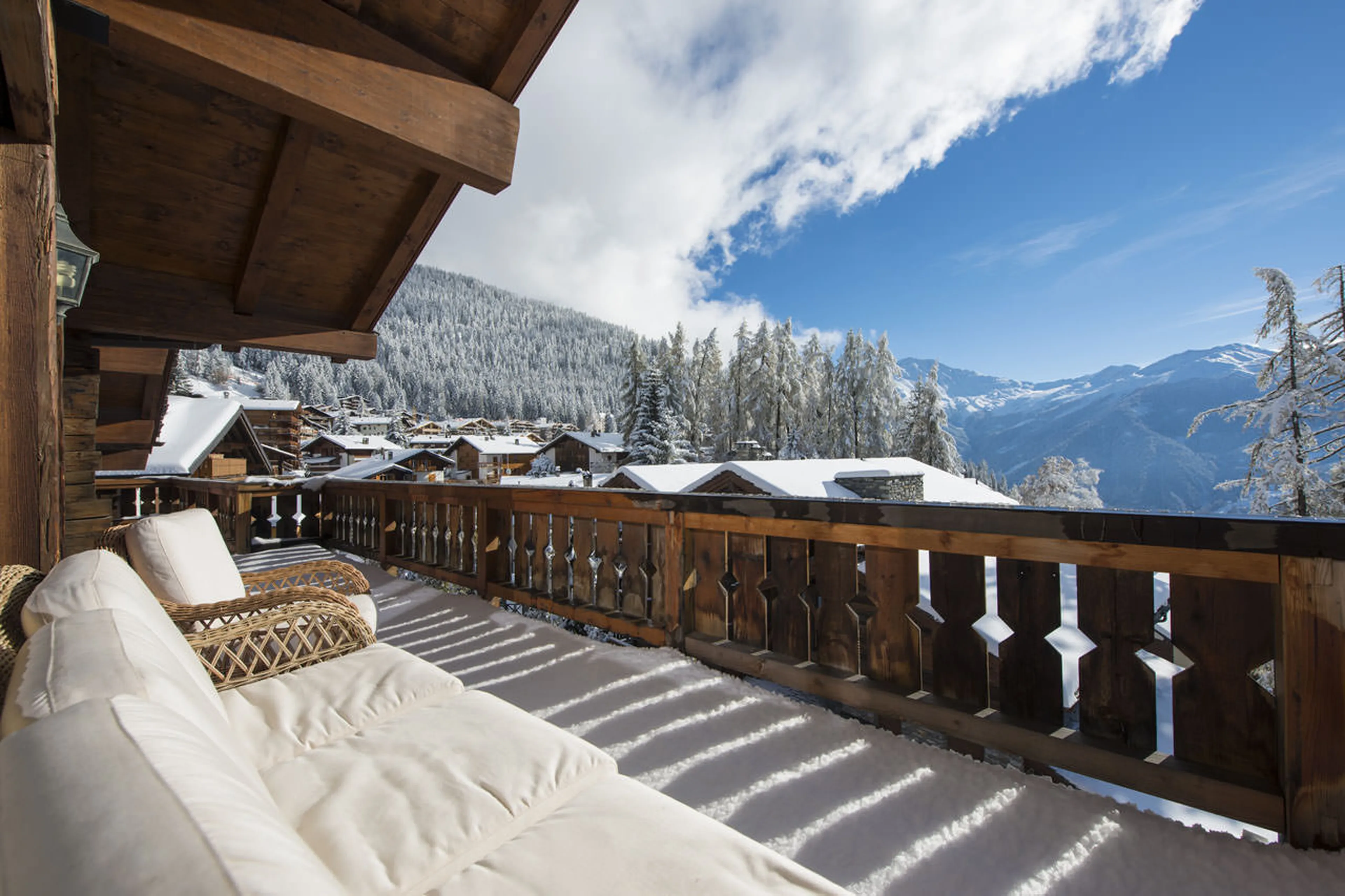 View from the balcony of Penthouse Deux Riviers in Verbier