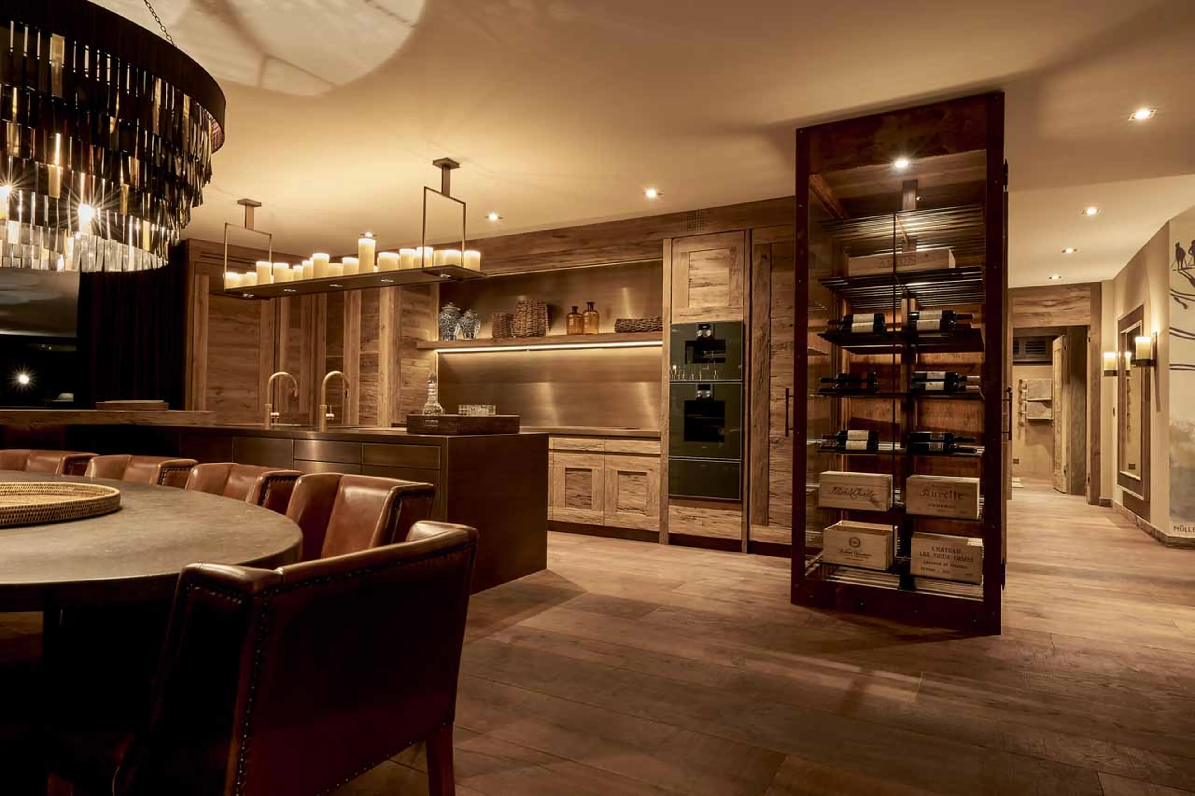 Wine cabinet in kitchen at Penthouse Elbert Lodge in Davos