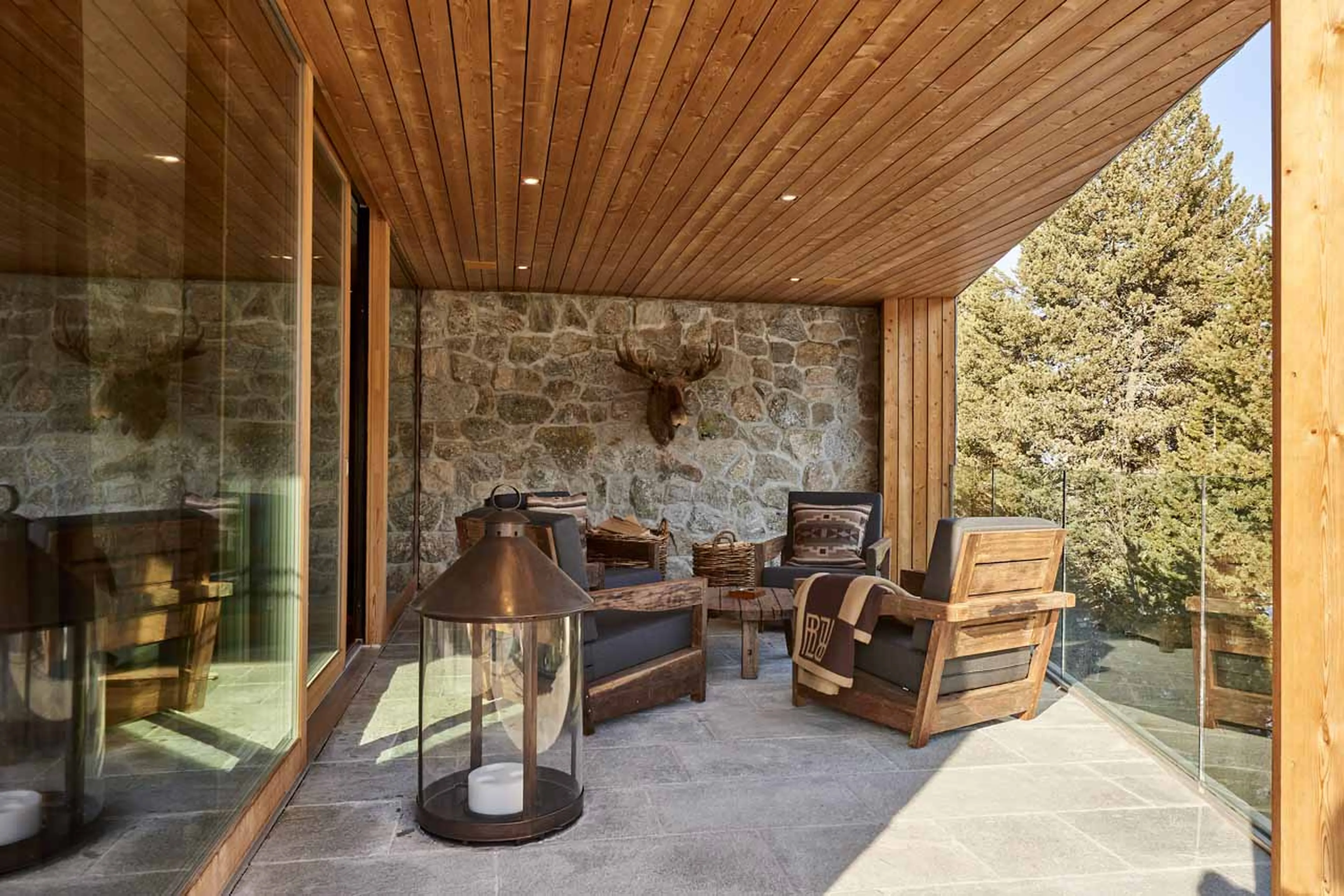 Loggia off living room at Penthouse Elbert Lodge in Davos