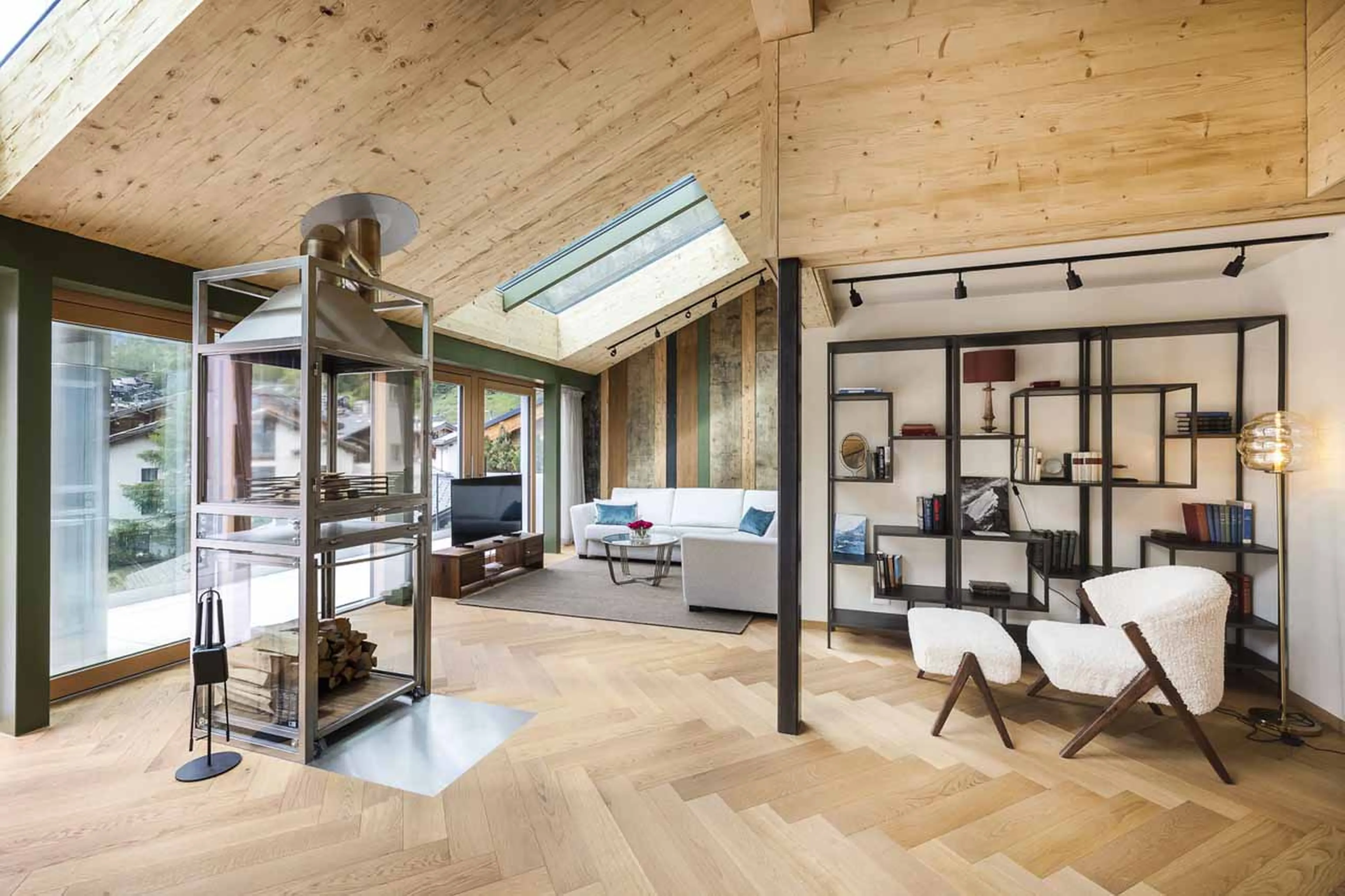 Living area at Penthouse Face d'Or in Zermatt