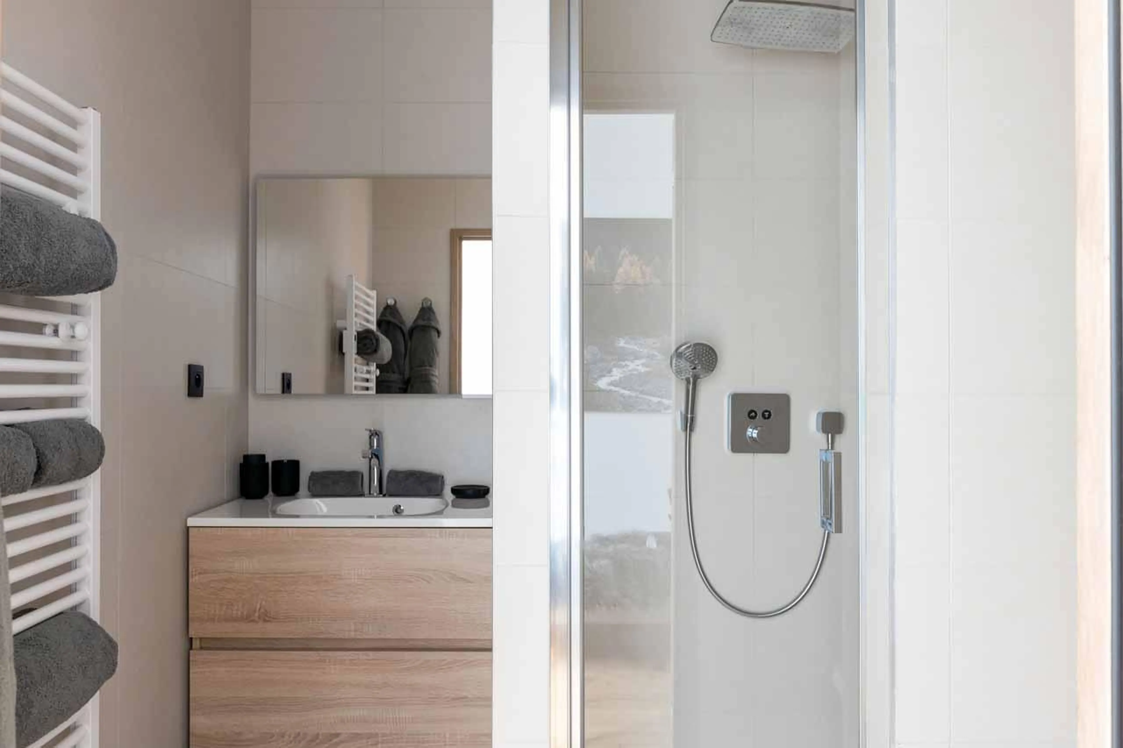 En-suite shower room at Penthouse Le Belladone in Courchevel 1650