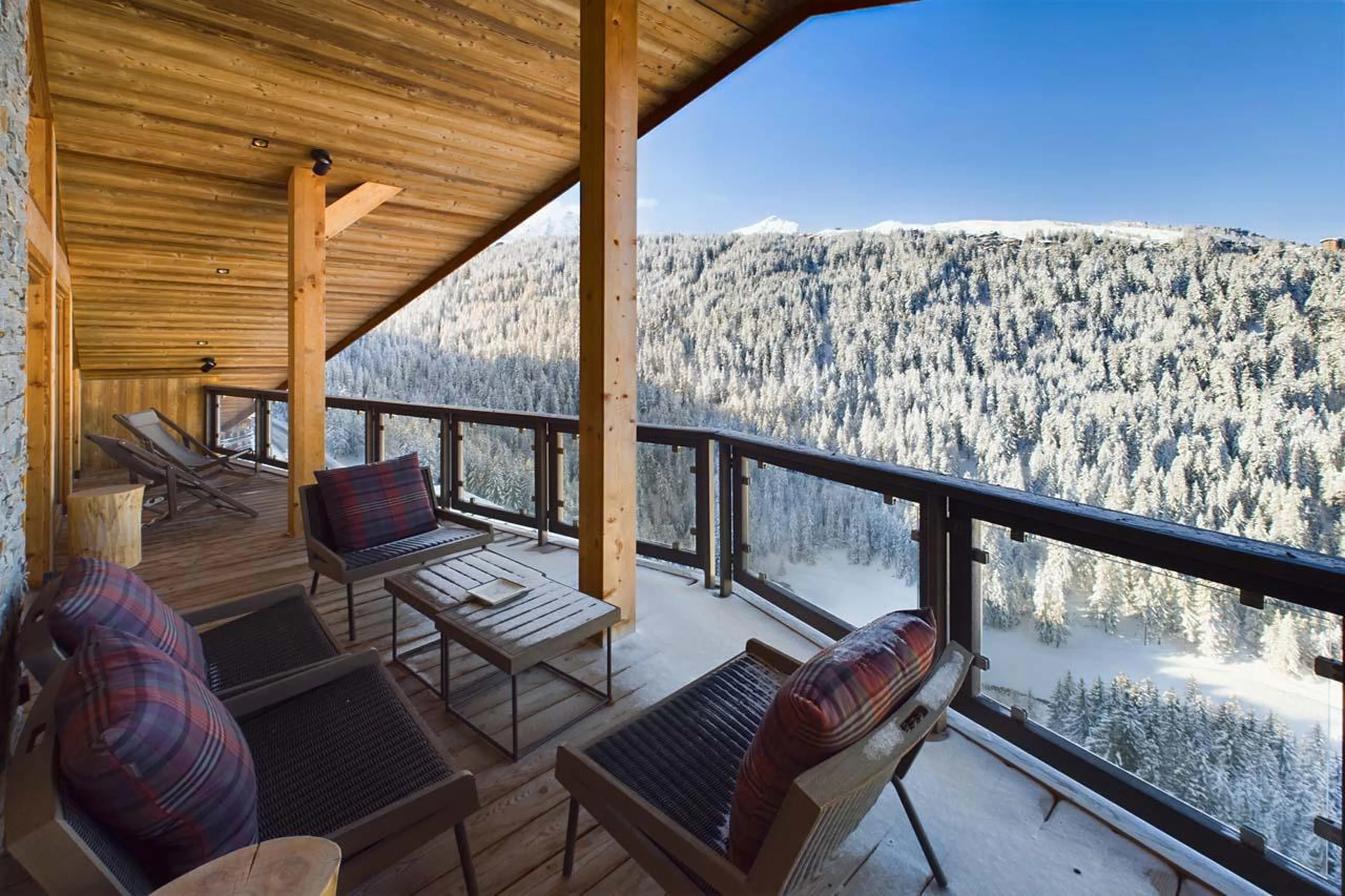 Balcony with spectacular mountain views at Penthouse Le Belladone in Courchevel 1650