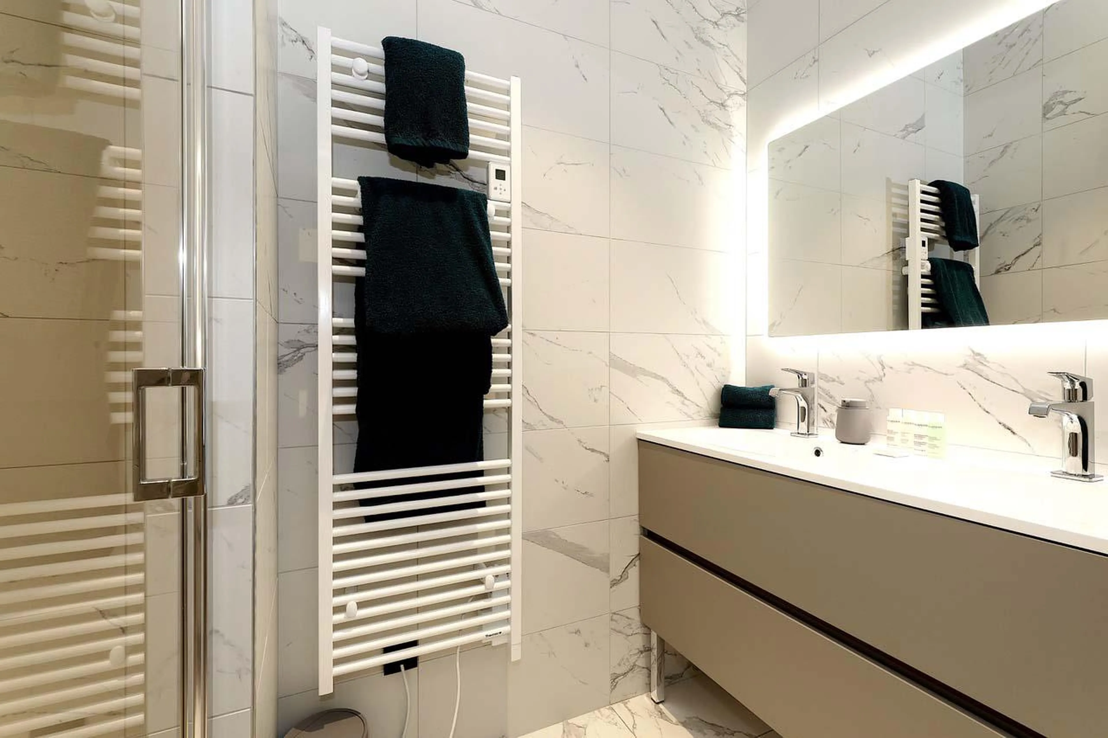 En-suite shower room at Penthouse Le Belladone in Courchevel 1650