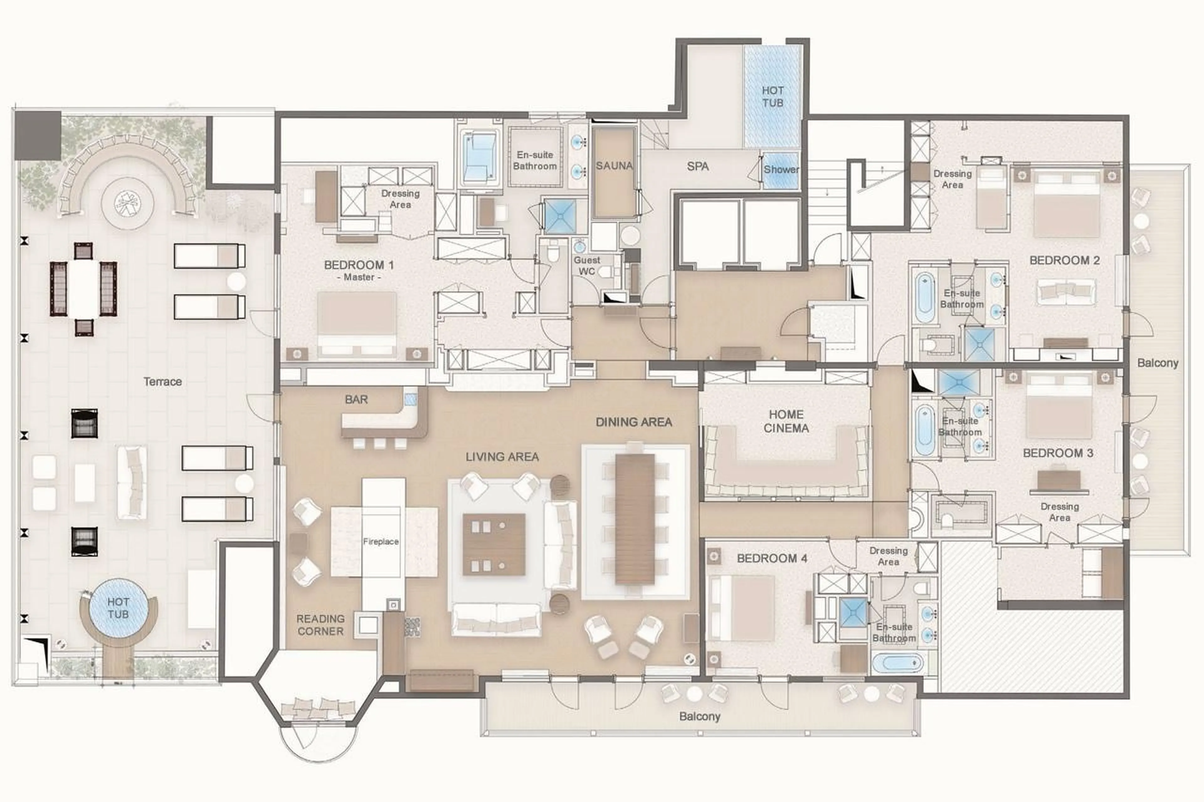 Floor plan of Penthouse Les Airelles in Courchevel 1850