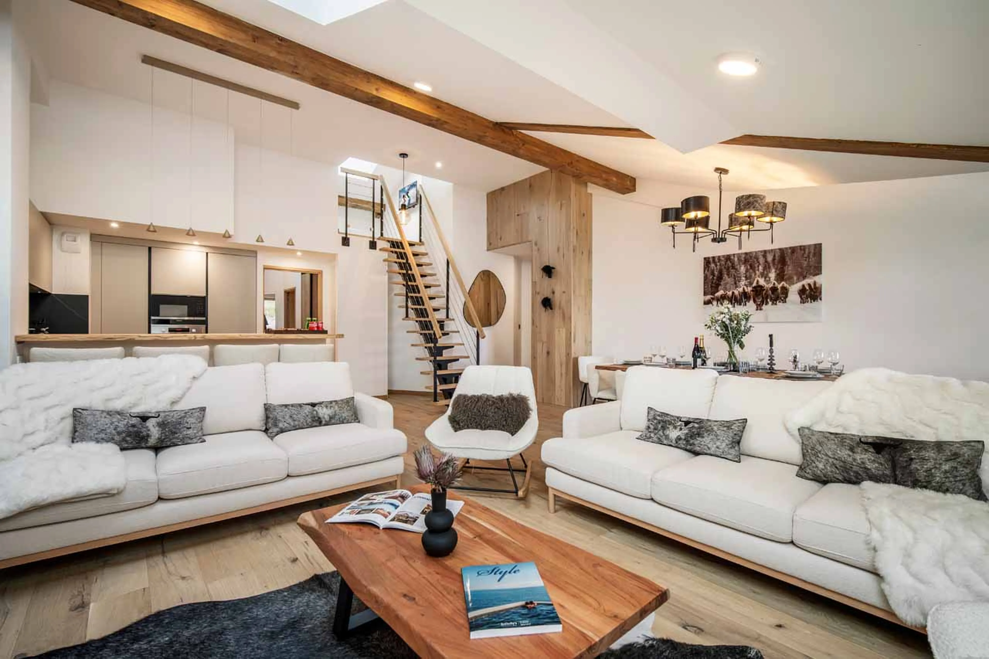 Living area at Penthouse Nebula in Courchevel 1650