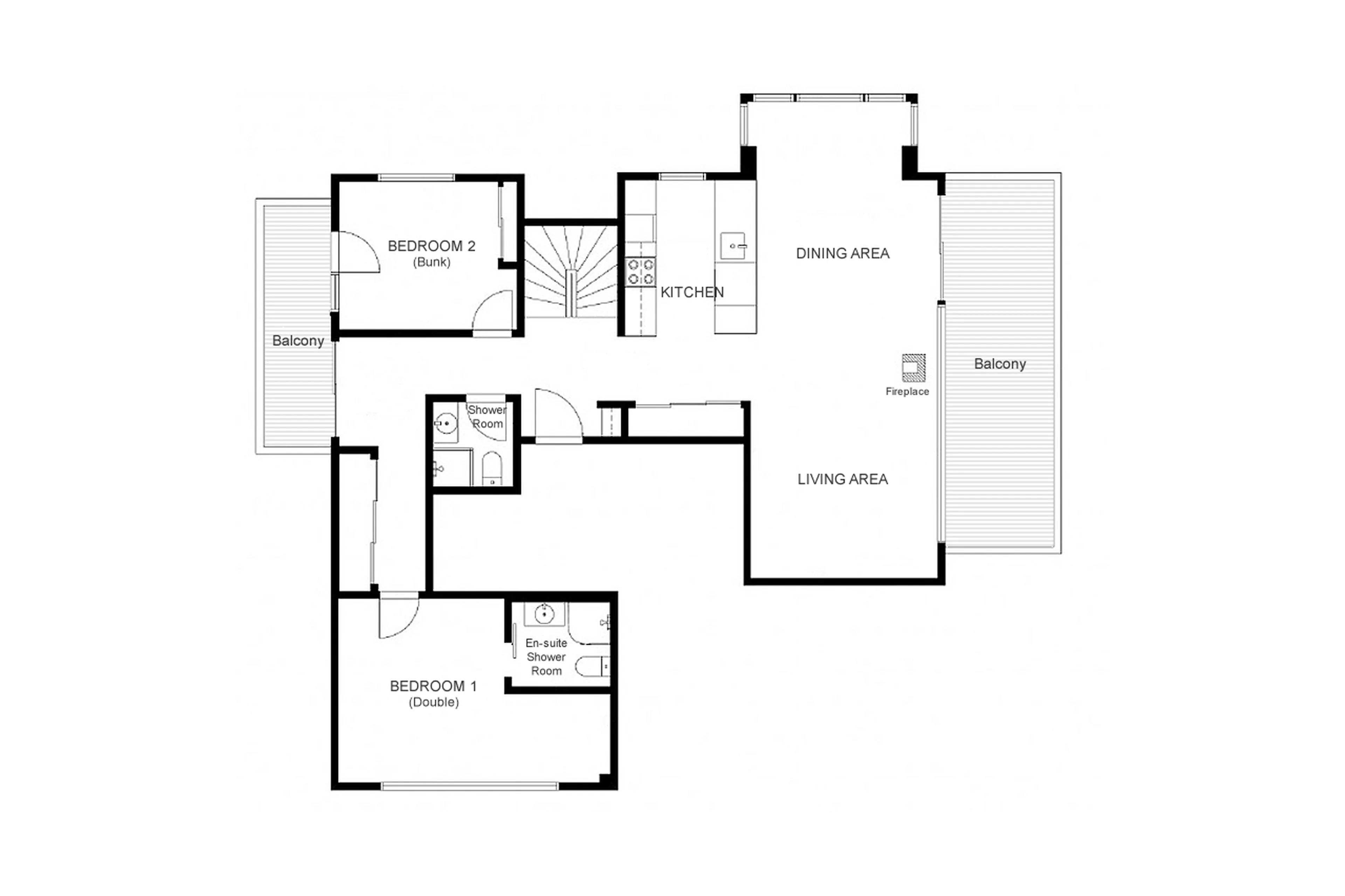 Main level floor plan of Penthouse Parrot in Zermatt