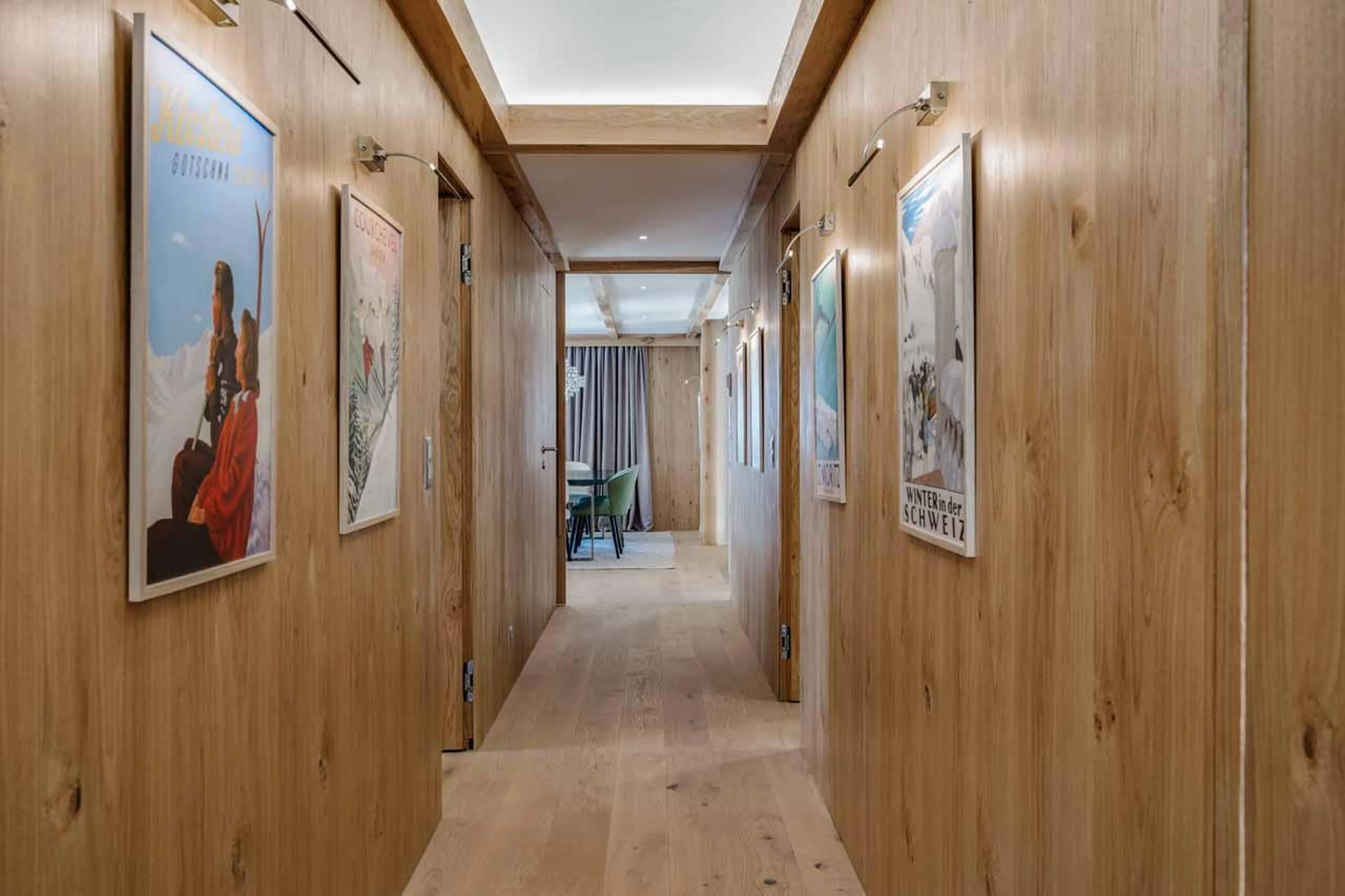 Artwork in corridor at Penthouse Silvretta in Klosters