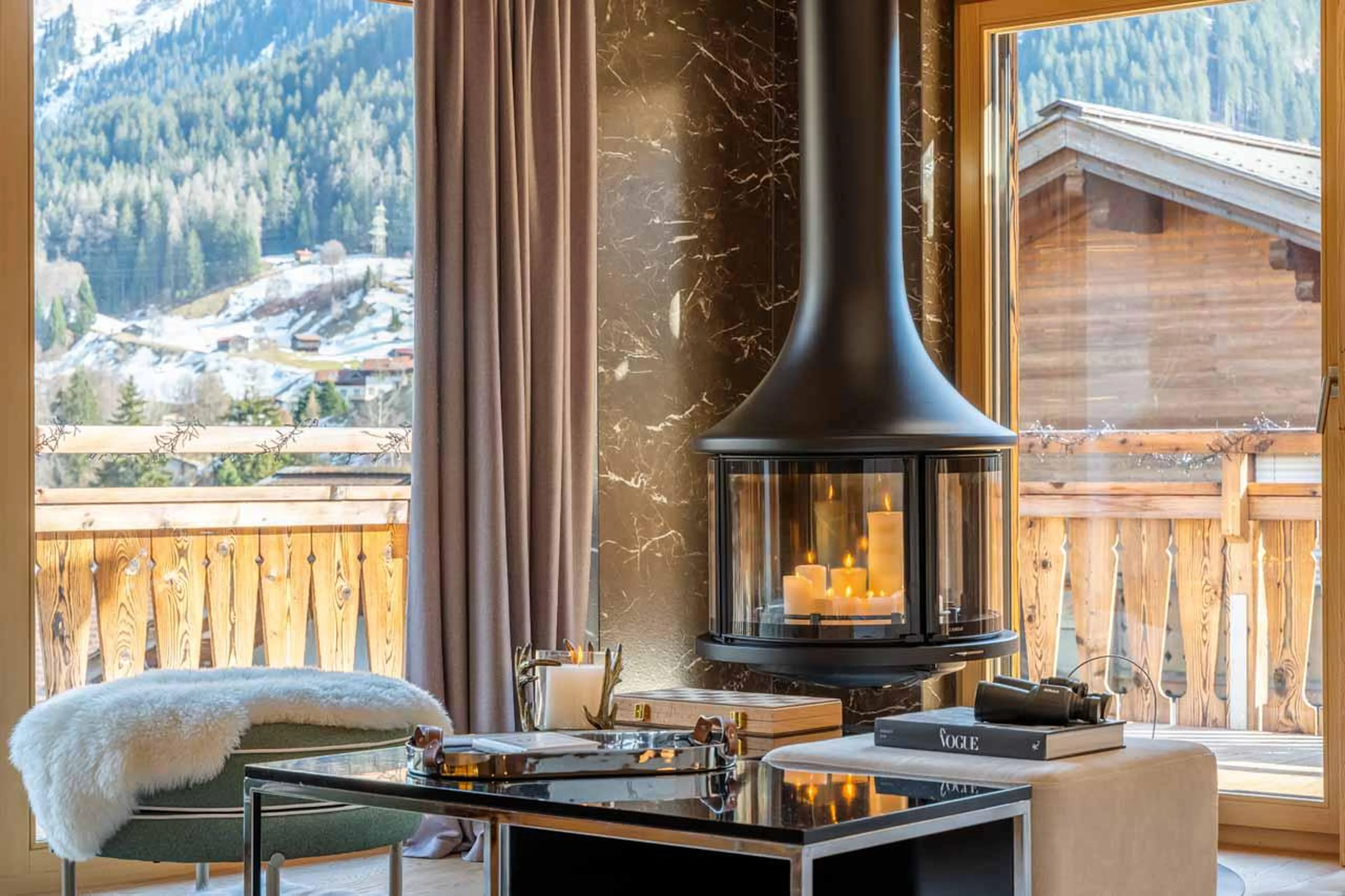 Fireplace at Penthouse Silvretta in Klosters