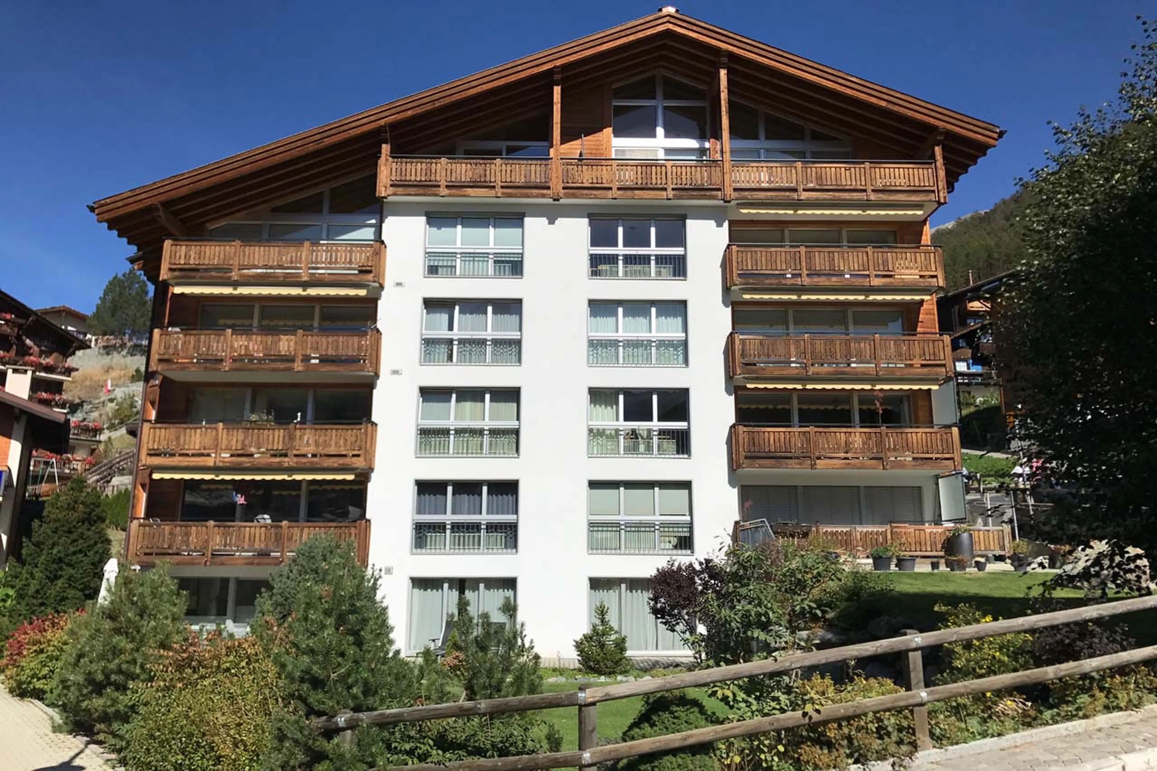 Exterior of Penthouse Tiara in Zermatt in summer
