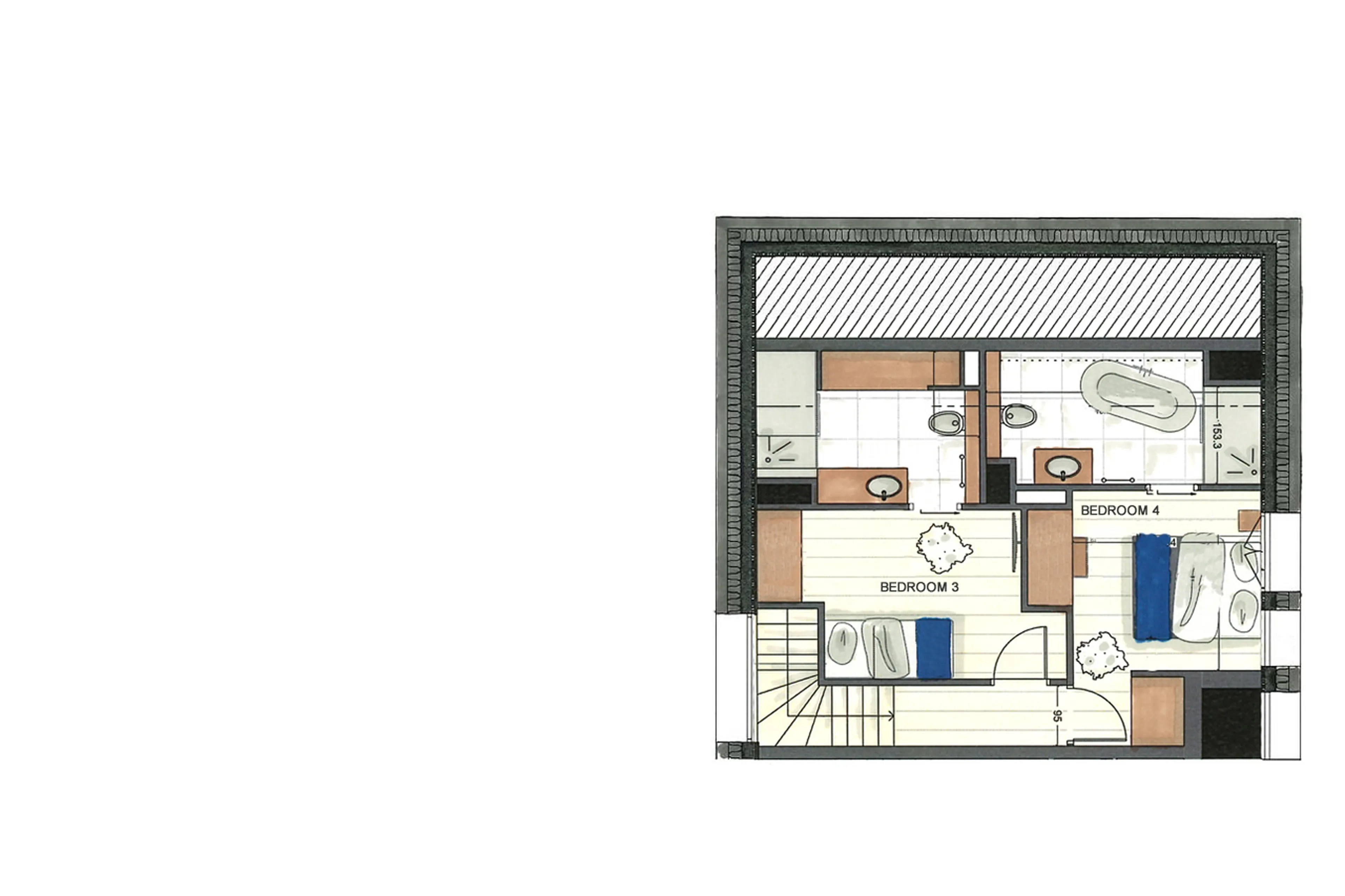 Top level floor plan of Vail Lodge Penthouse A31 in Val d'Isere