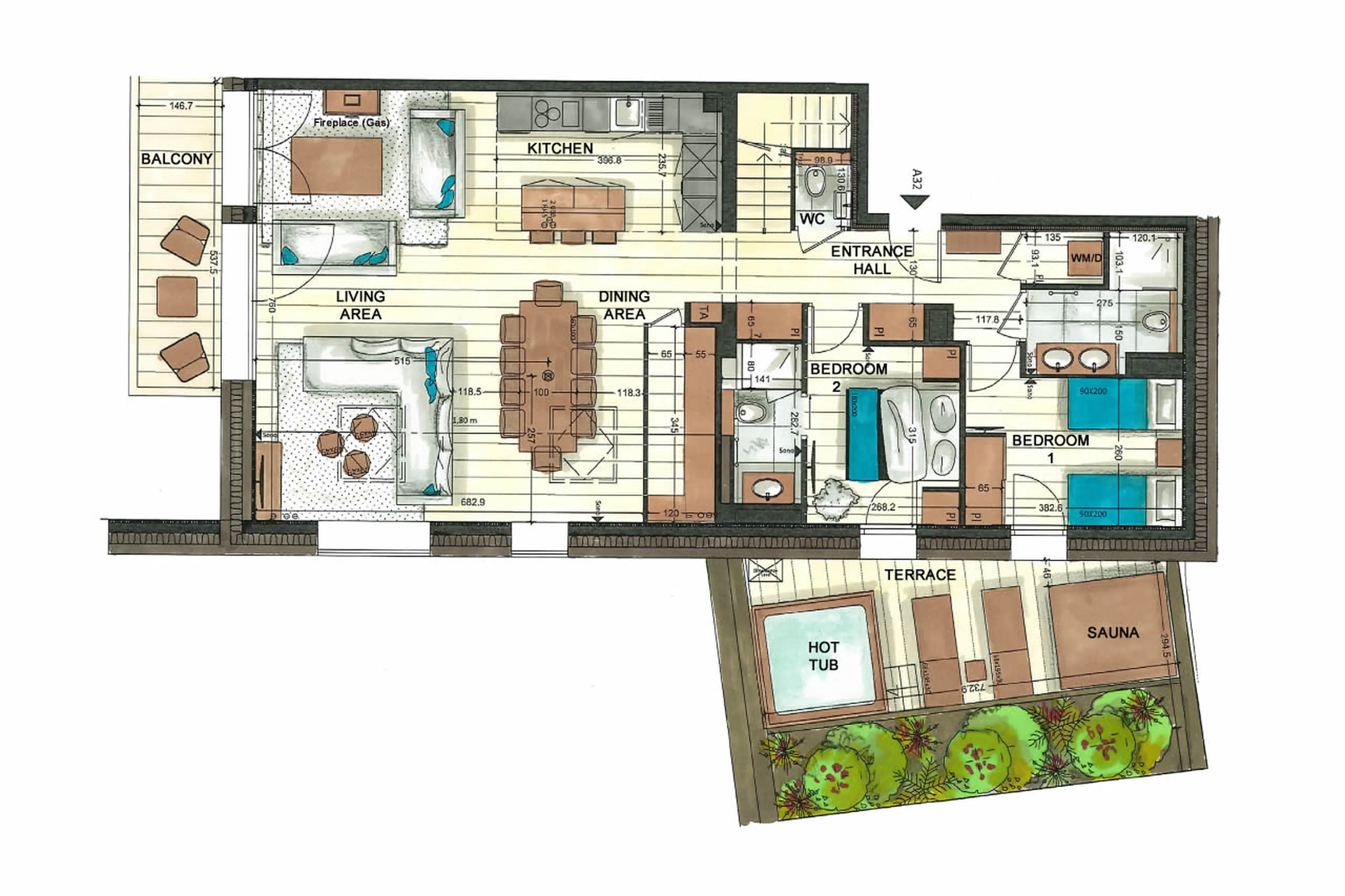 Level 3 floor plan of Penthouse Vail Lodge A32 in Val d'Isere