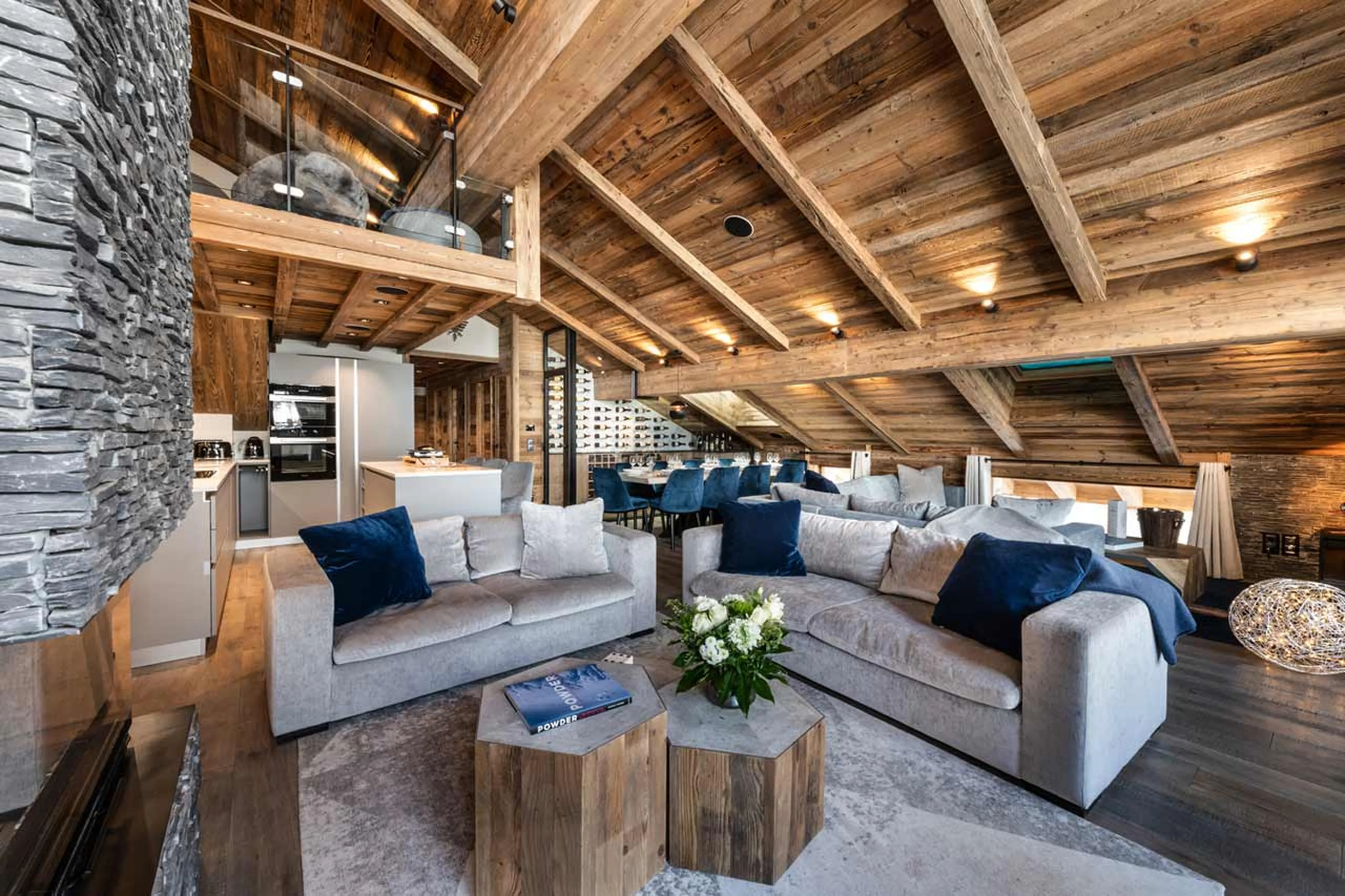 Living and dining area at Penthouse Vail Lodge A32 in Val d'Isere