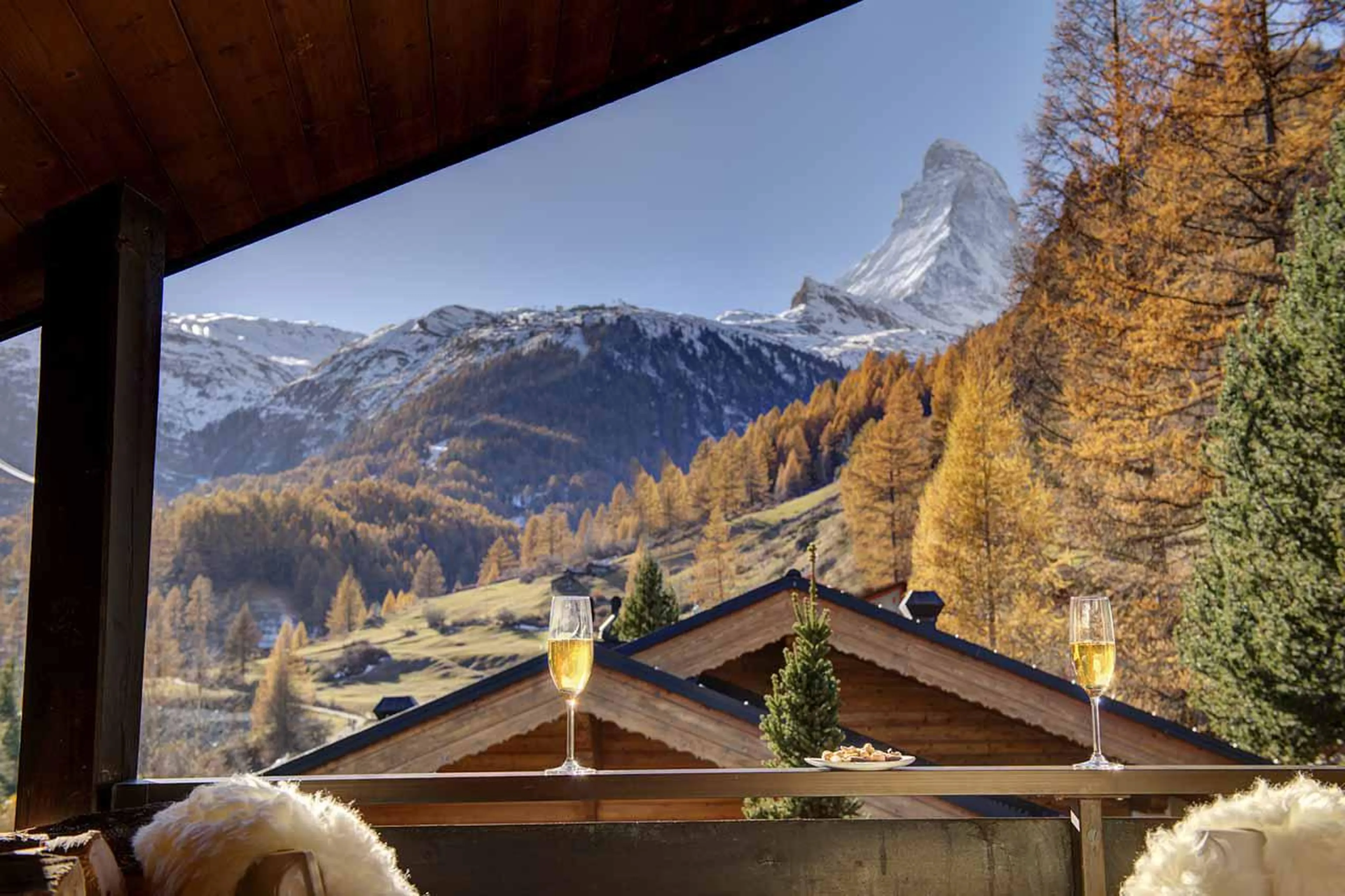 Balcony offering incredible views of the Matterhorn at Penthouse Zen in Zermatt