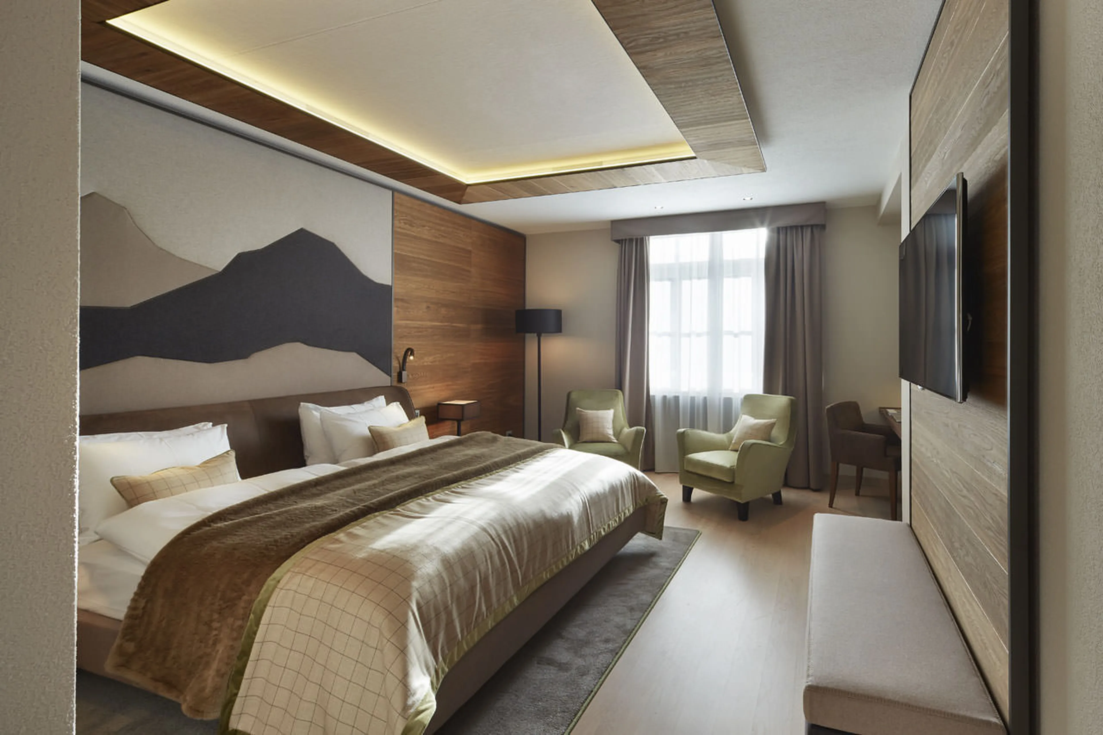 Bedroom one at Piz Alv in St Moritz