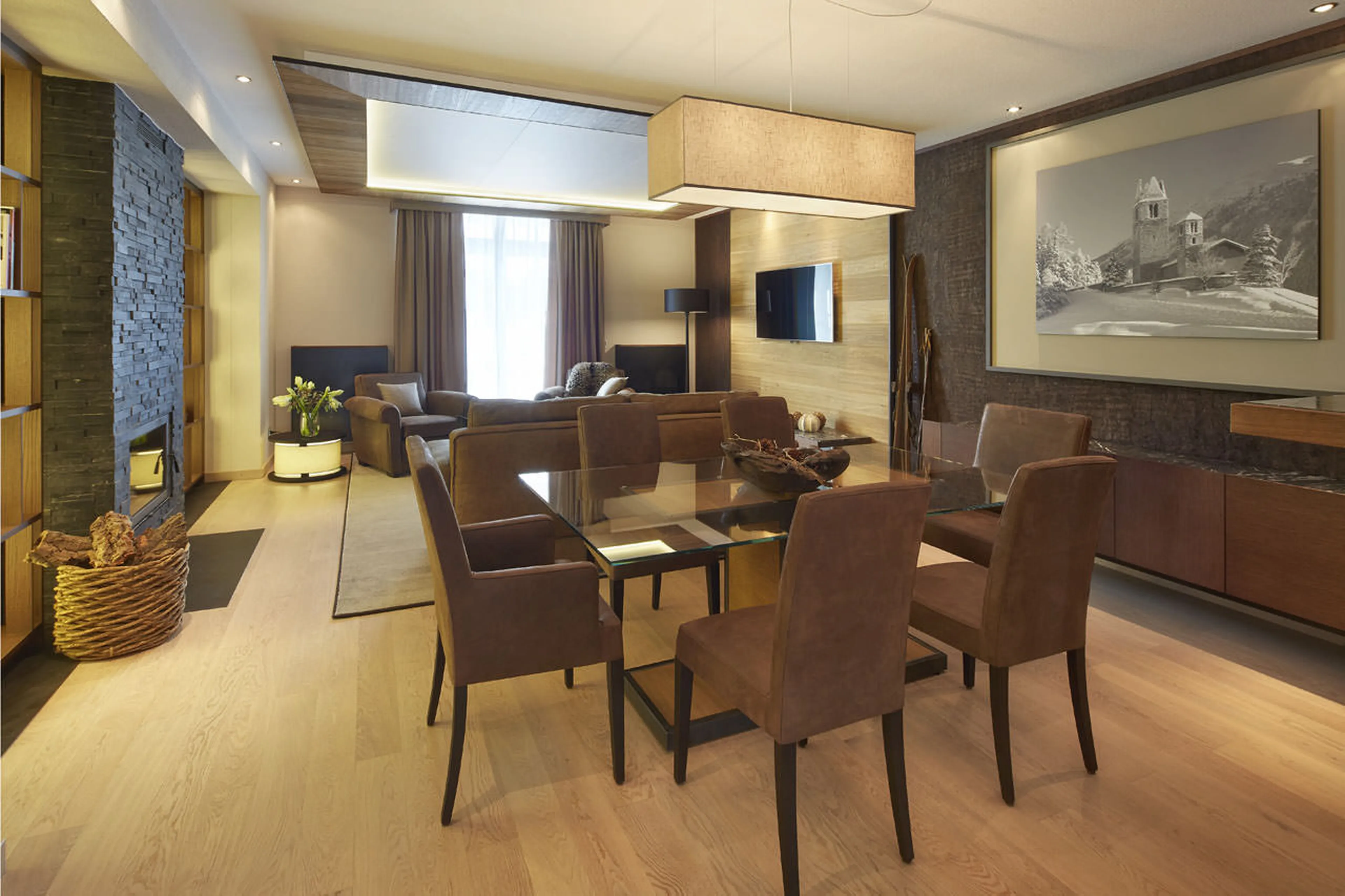 Dining area at Piz Alv in St Moritz