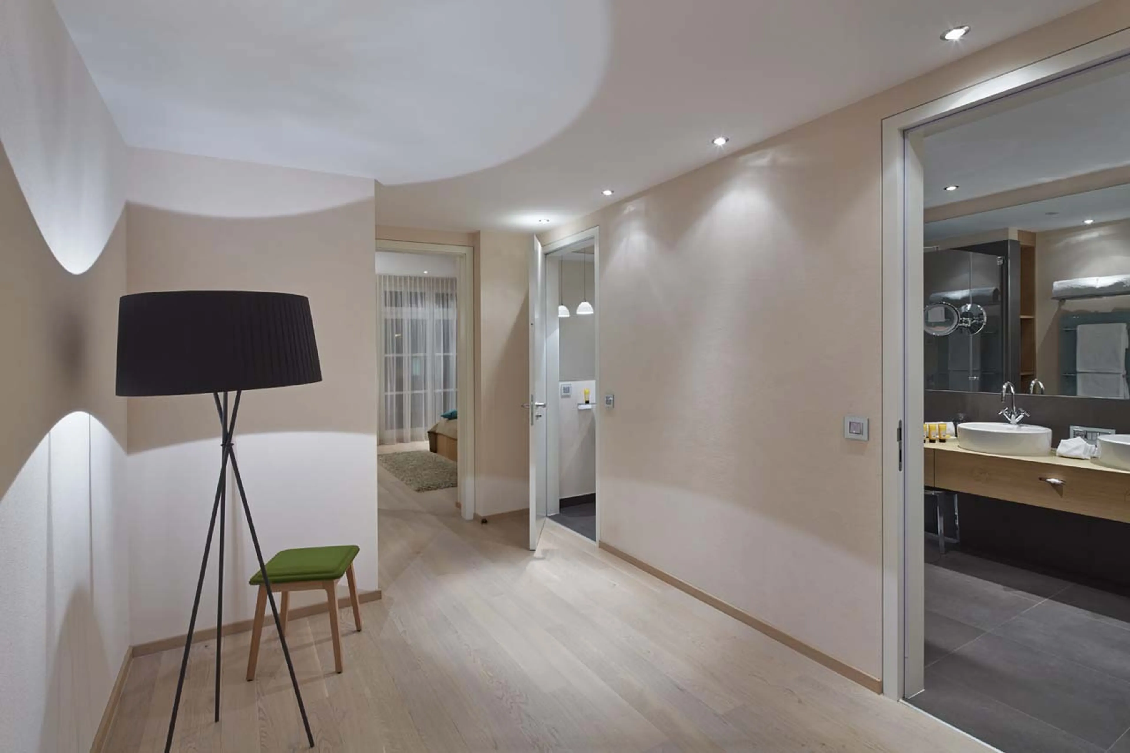 Separate dressing room at Piz Gluna in St Moritz