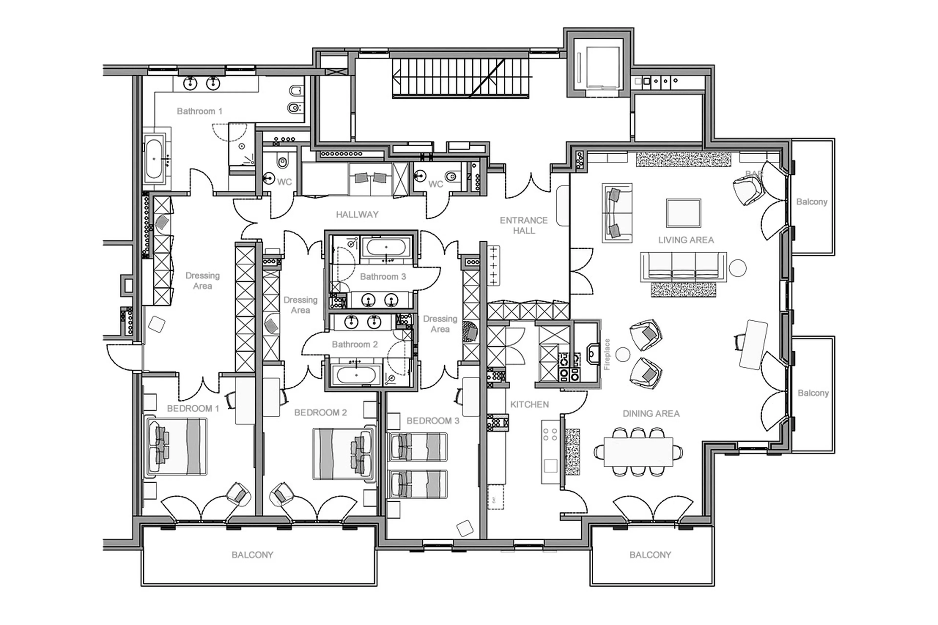 Floor plan of apartment Piz Mandra in St Moritz