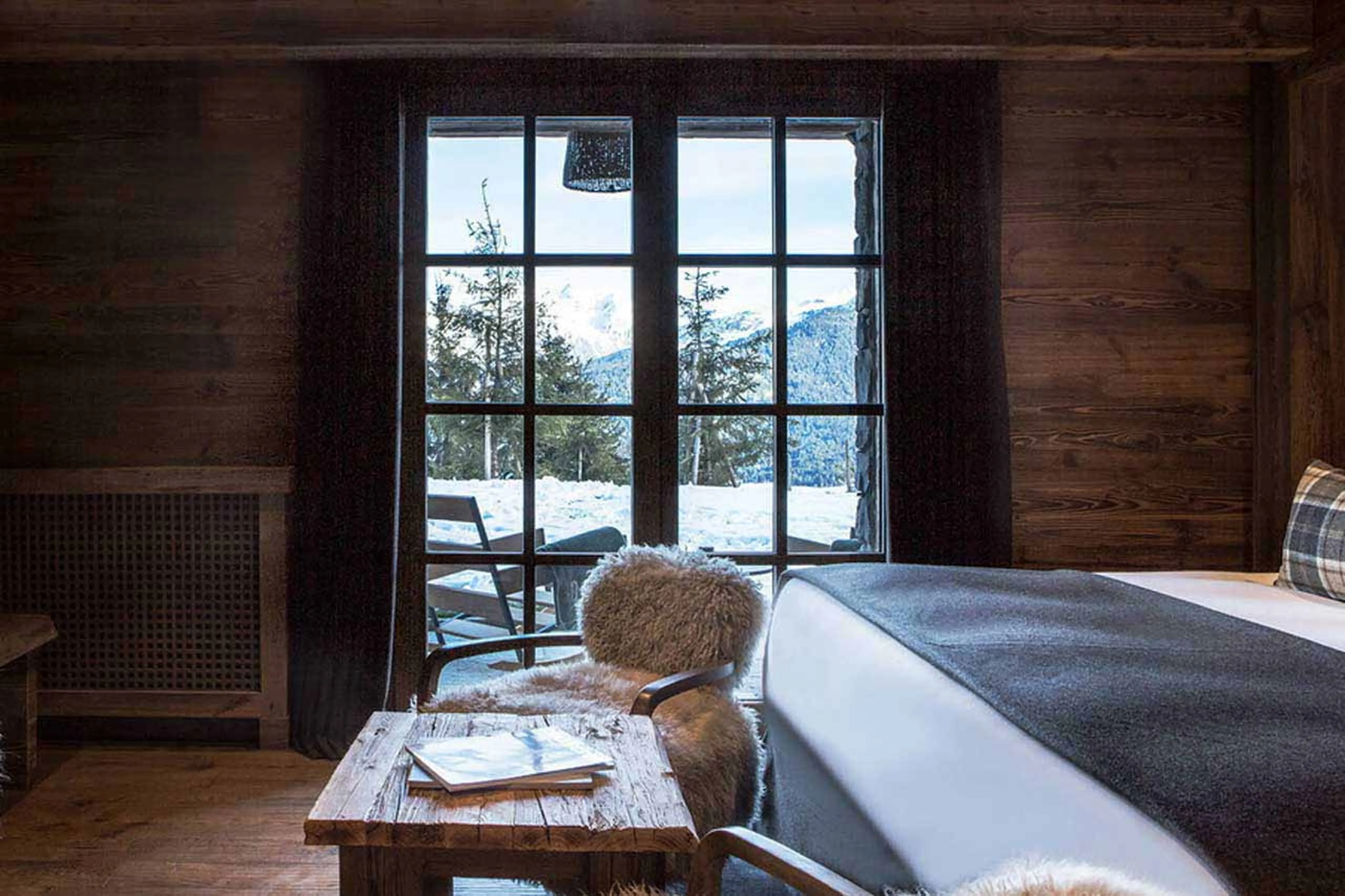 Doors opening onto terrace at Refuge de la Traye in Meribel
