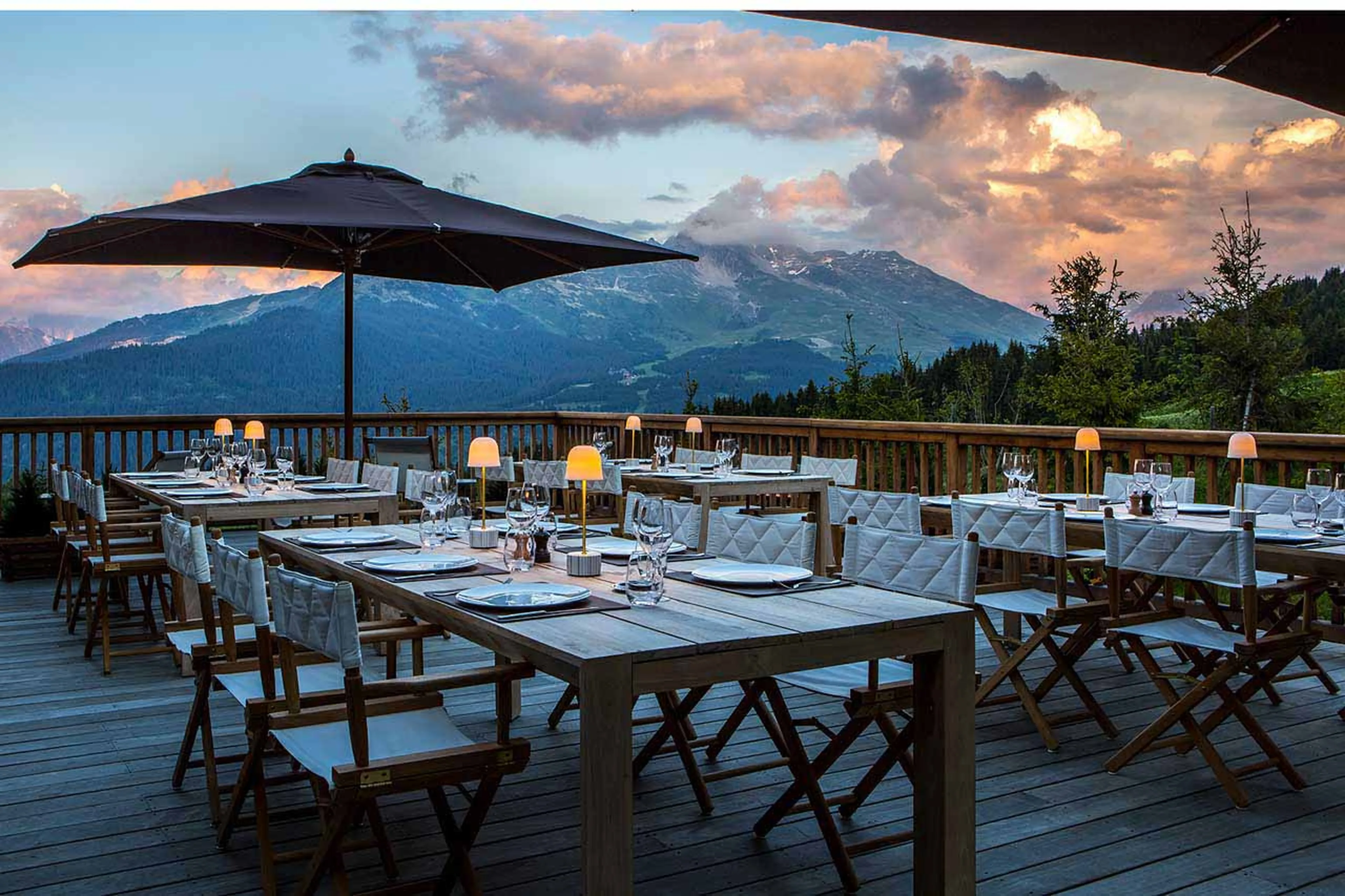 Terrace at Refuge de la Traye in Meribel