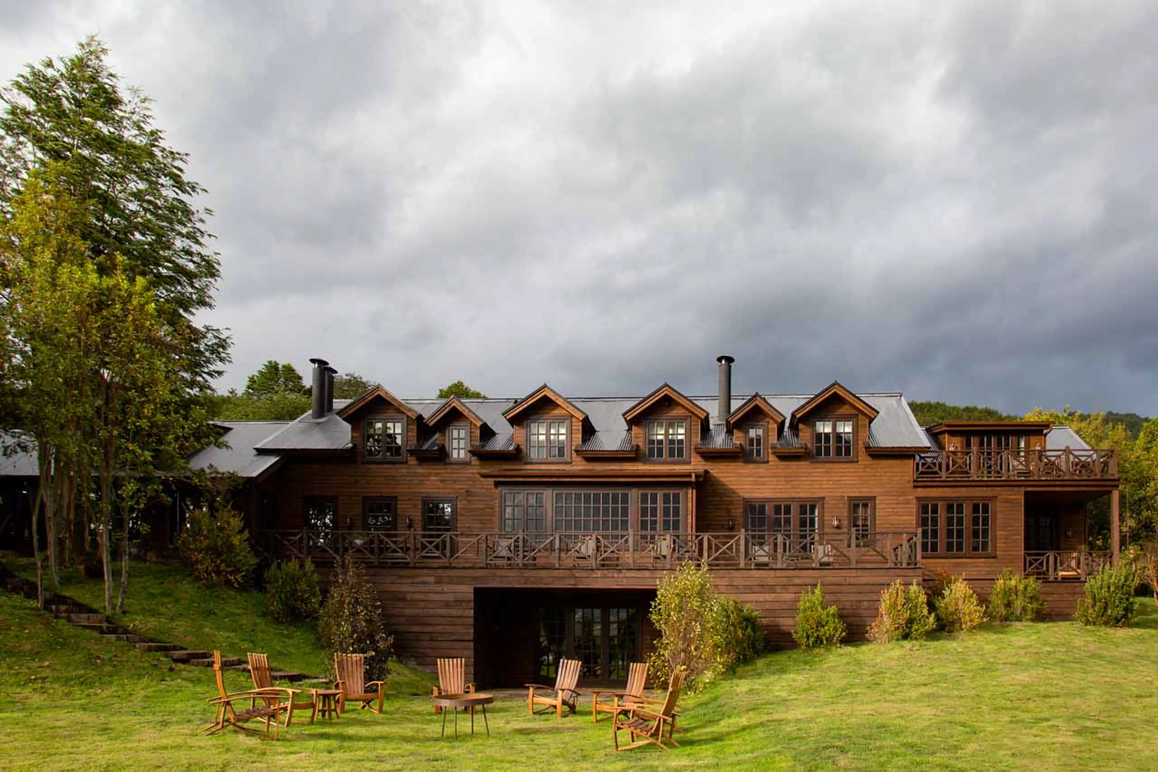 Exterior view of Rio Palena Lodge in Patagonia