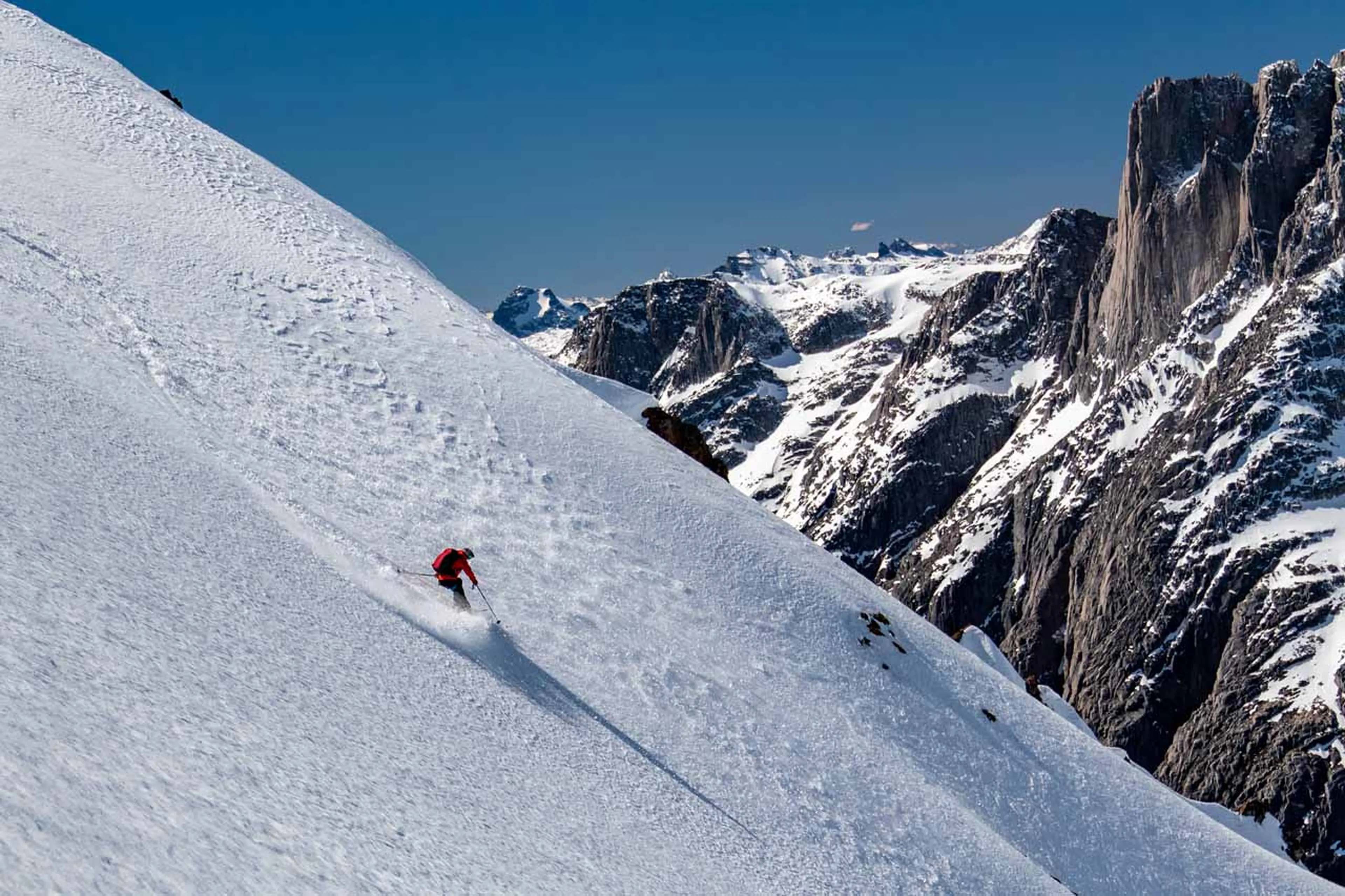 Powder skiing at Rio Palena Lodge in Patagonia