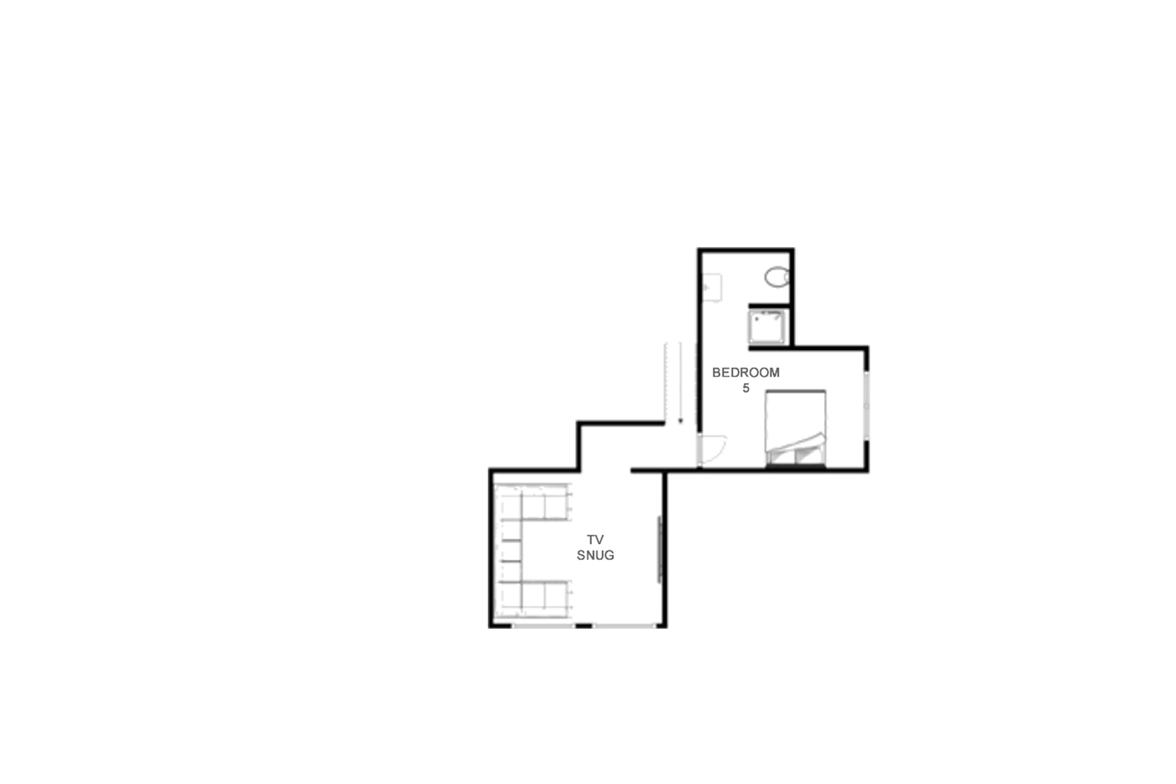 Upper level floor plan of Rocca Penthouse in Val d'Isere