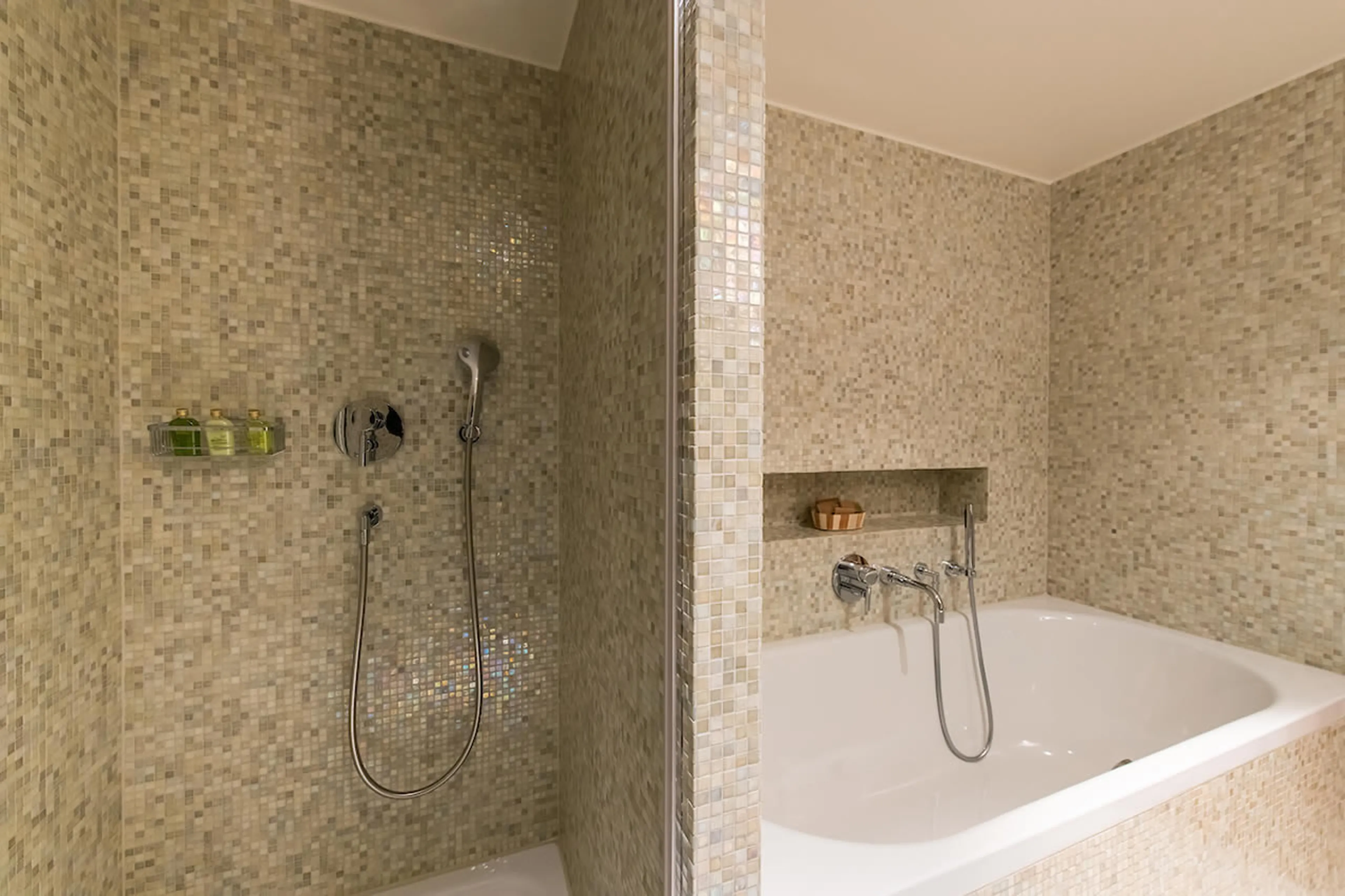 Bath and shower in Royalp Modern Penthouse in Villars