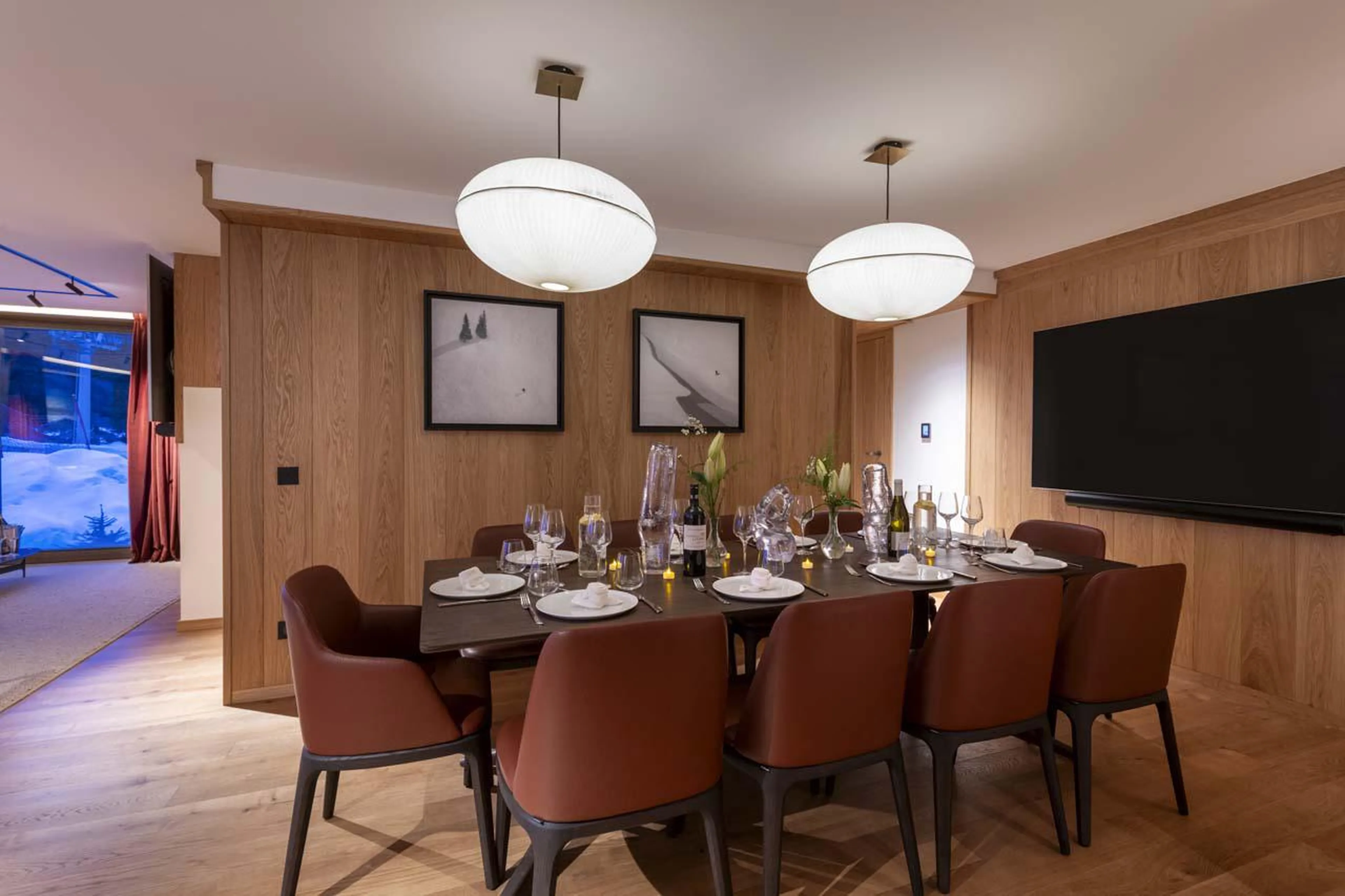 Dining table with space to accommodate ten at Sasha Apartment 4 in Courchevel 1850
