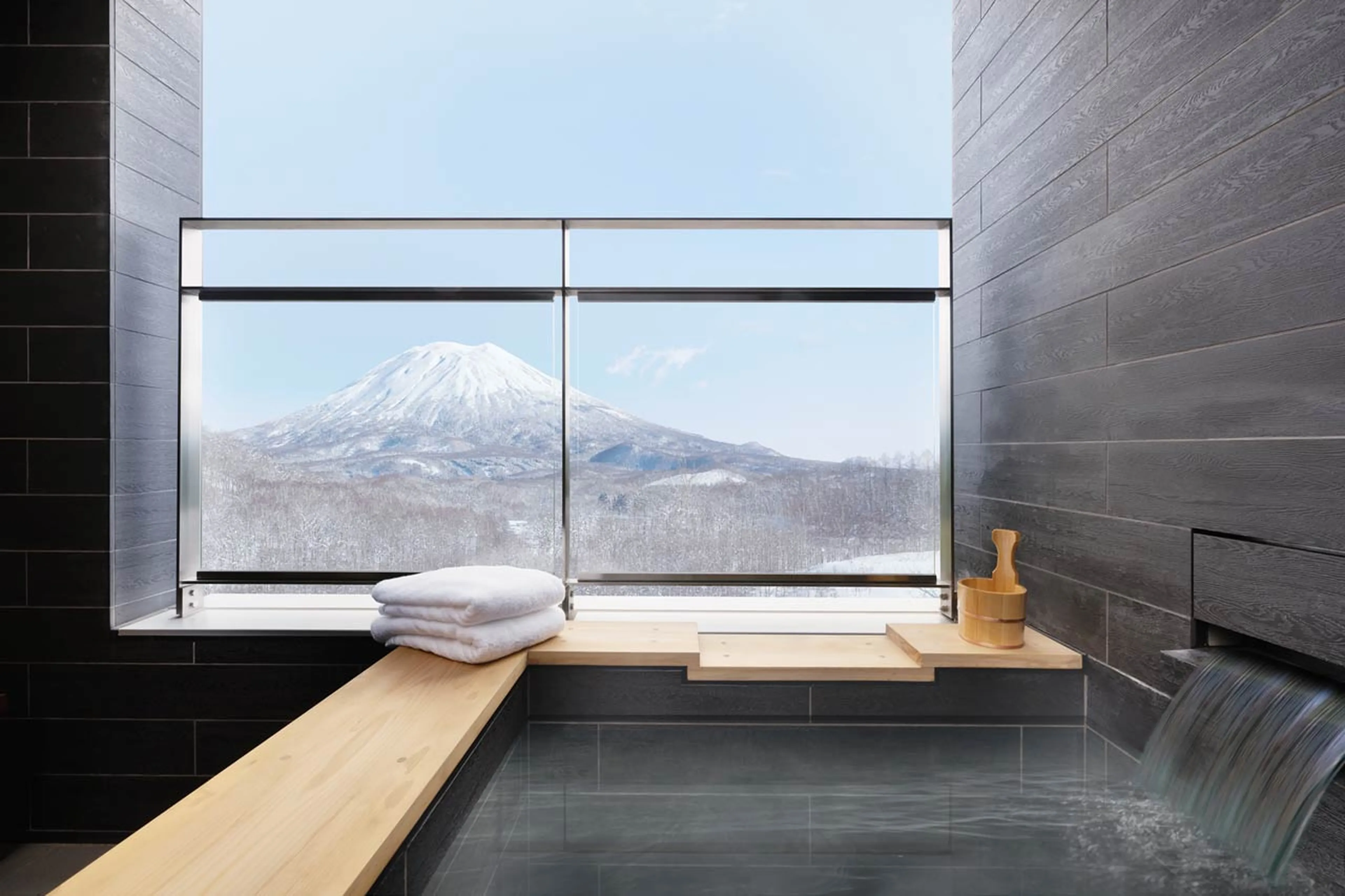 Onsen view in winter at Setsu Four Bedroom Suite in Niseko