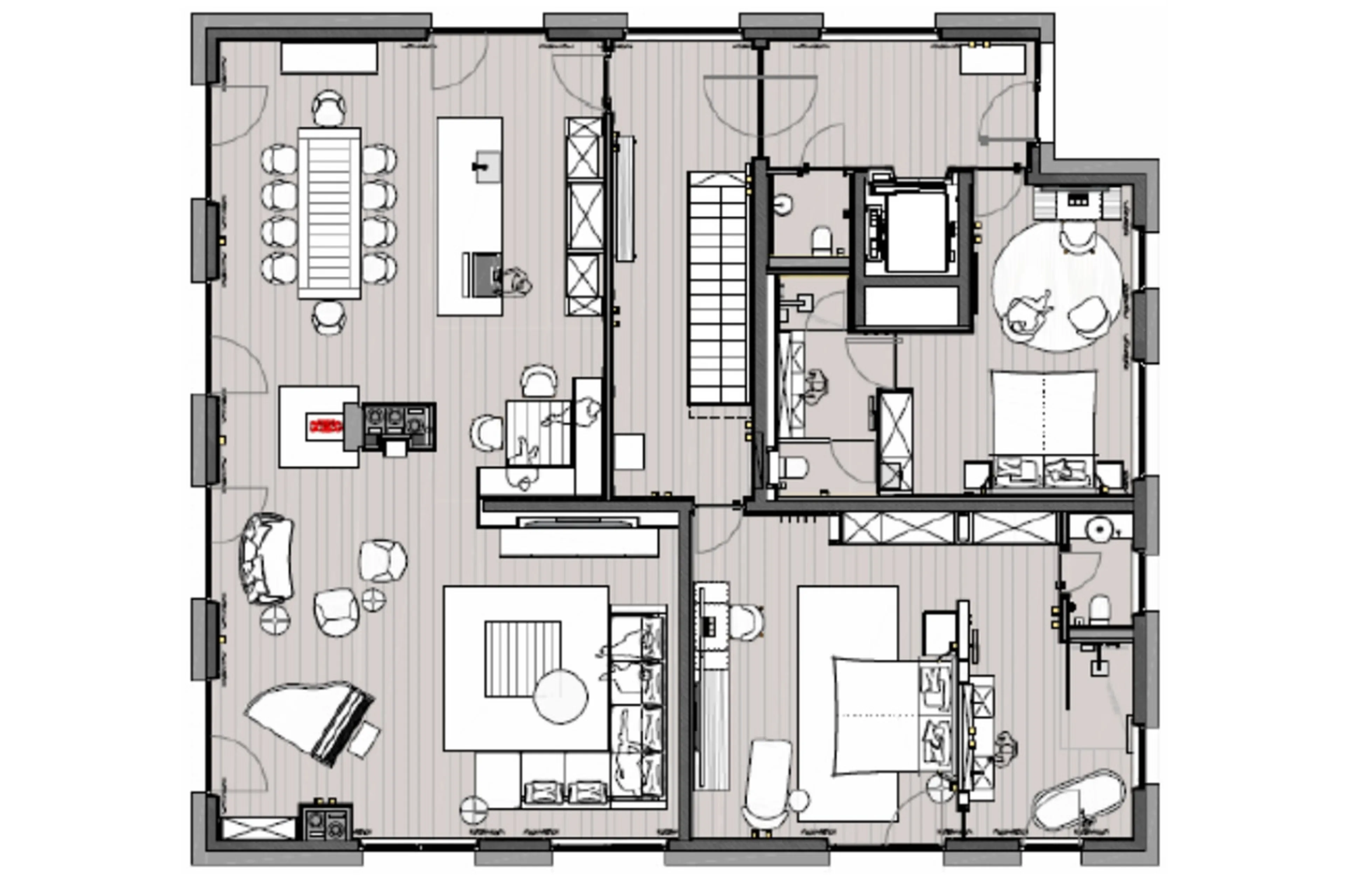 Upper level floor plan of Severins Residence in Lech